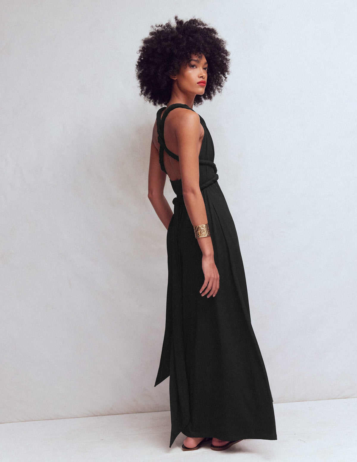 Robe longue multipositions en jersey-Noir - Image 8