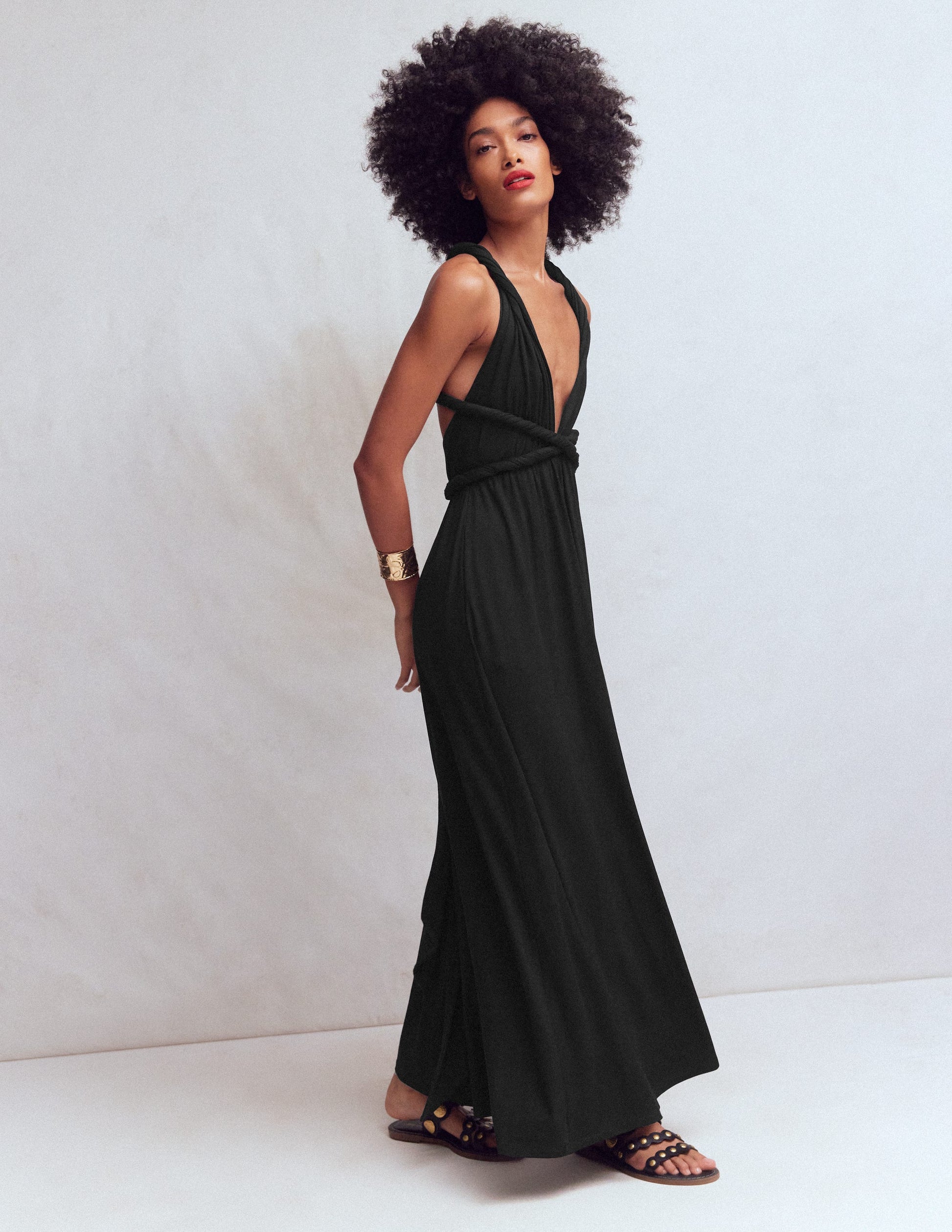 Robe longue multipositions en jersey-Noir-9