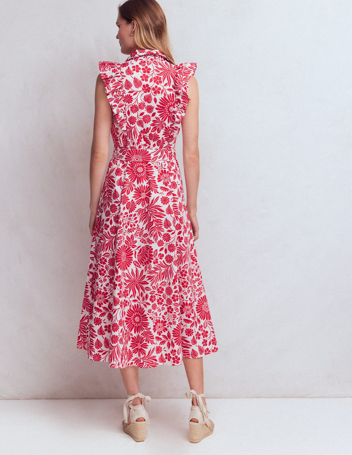 Hemdblusenkleid mit gerüschtem Oberteil-Merida-Rot, Blühendes Blumenbeet - Image 3