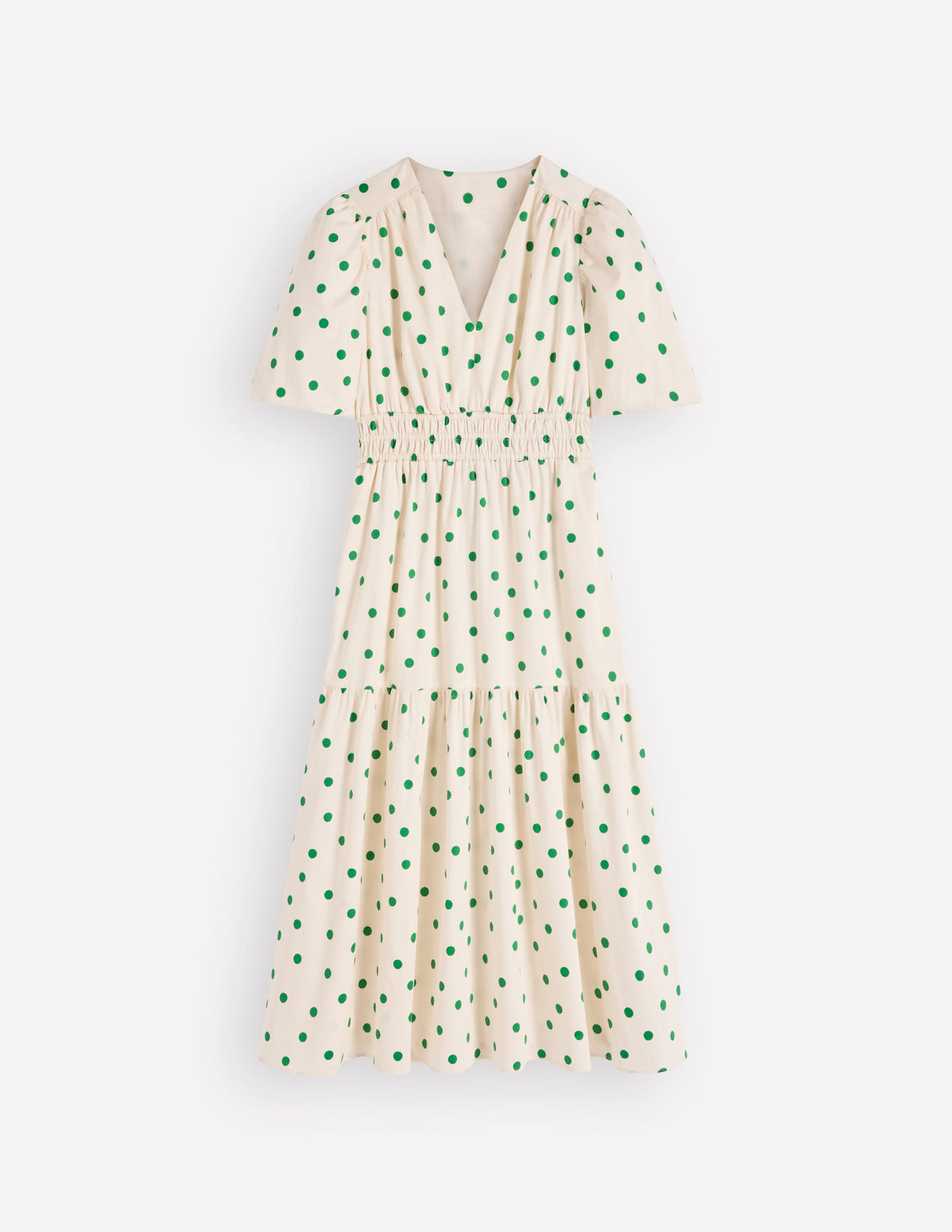 Robe Irene en coton à manches bouffantes-Papyrus, pois peints espacés-7