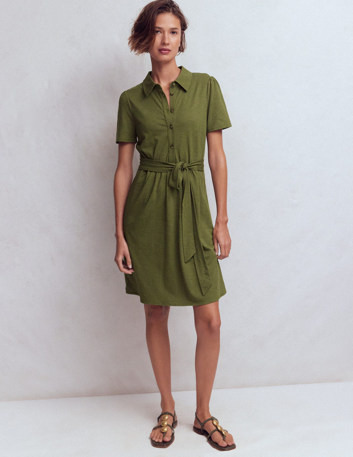 Patti Kurzes Jersey-Hemdblusenkleid-Waldgrün - Image 1