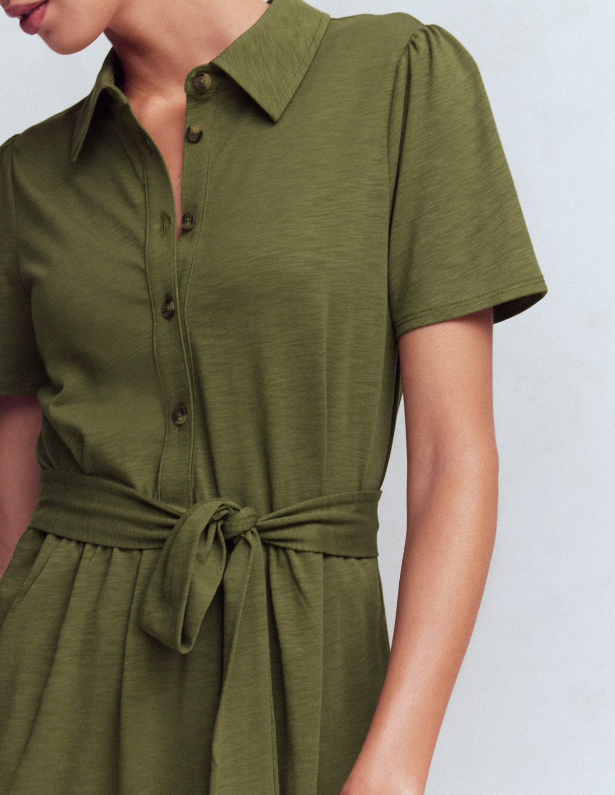 Patti Kurzes Jersey-Hemdblusenkleid-Waldgrün - Image 2