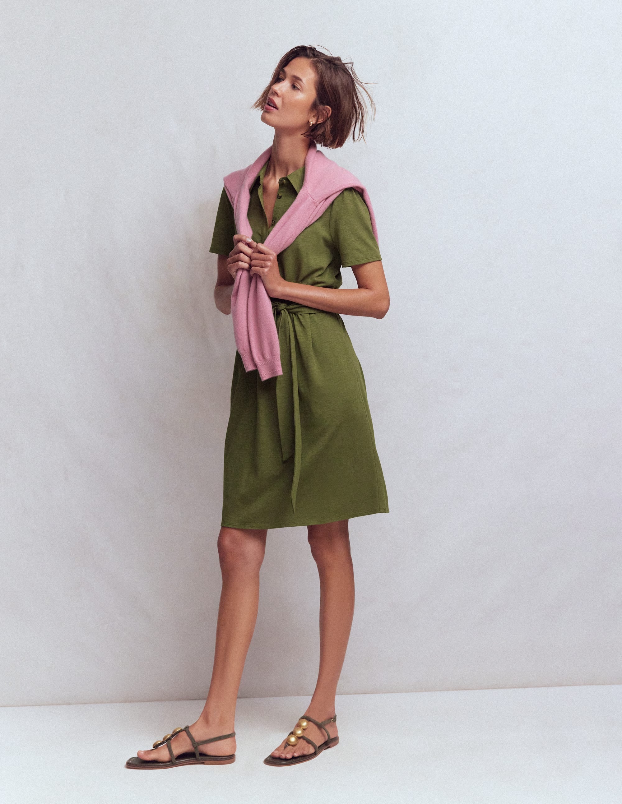 Patti Kurzes Jersey-Hemdblusenkleid-Waldgrün - Image 4