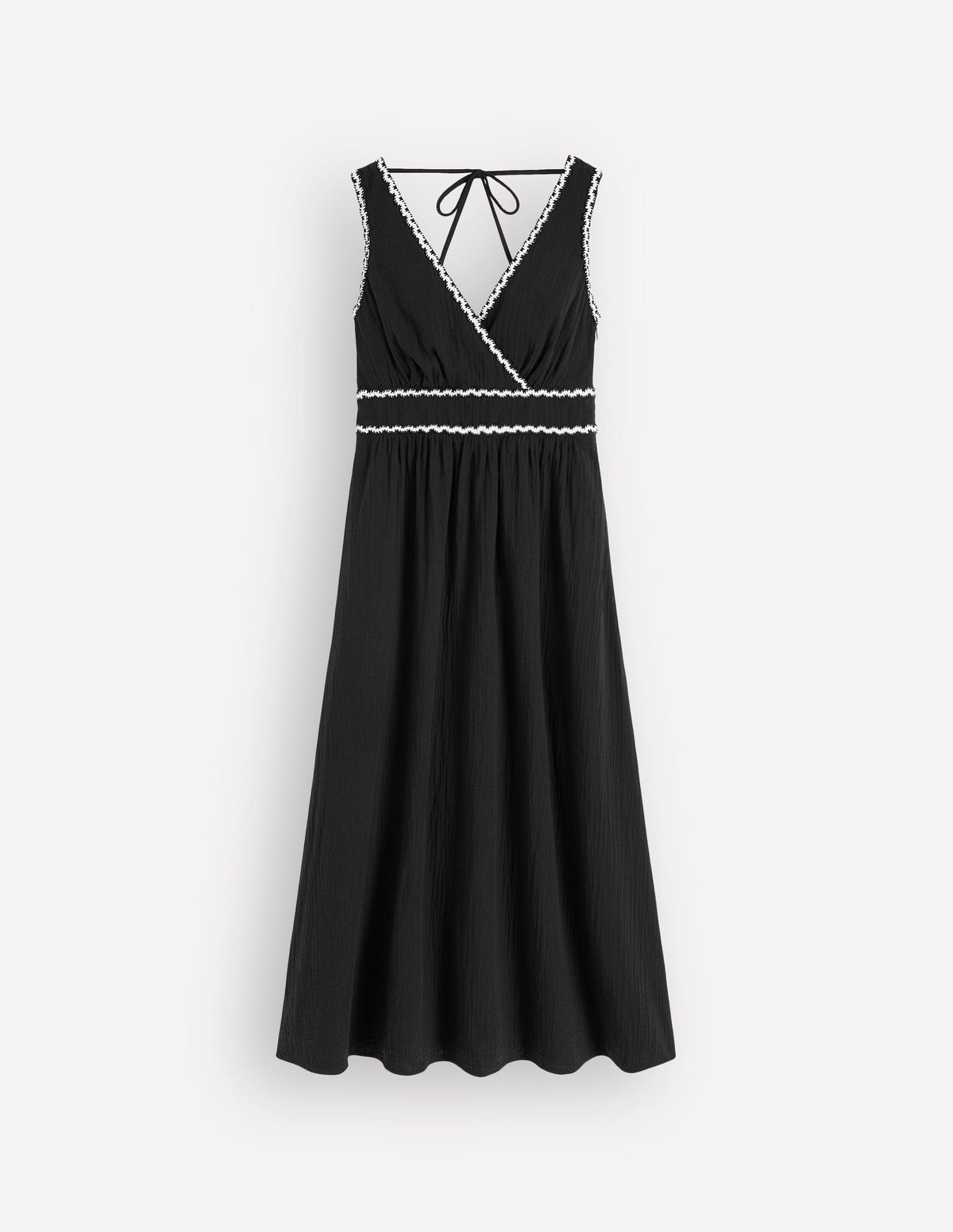 Lorna Doppeltuch-Kleid mit Besatz-Schwarz Naturweiß - Image 6