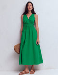 Robe Lorna double-étoffe à détails-Émeraude Intense