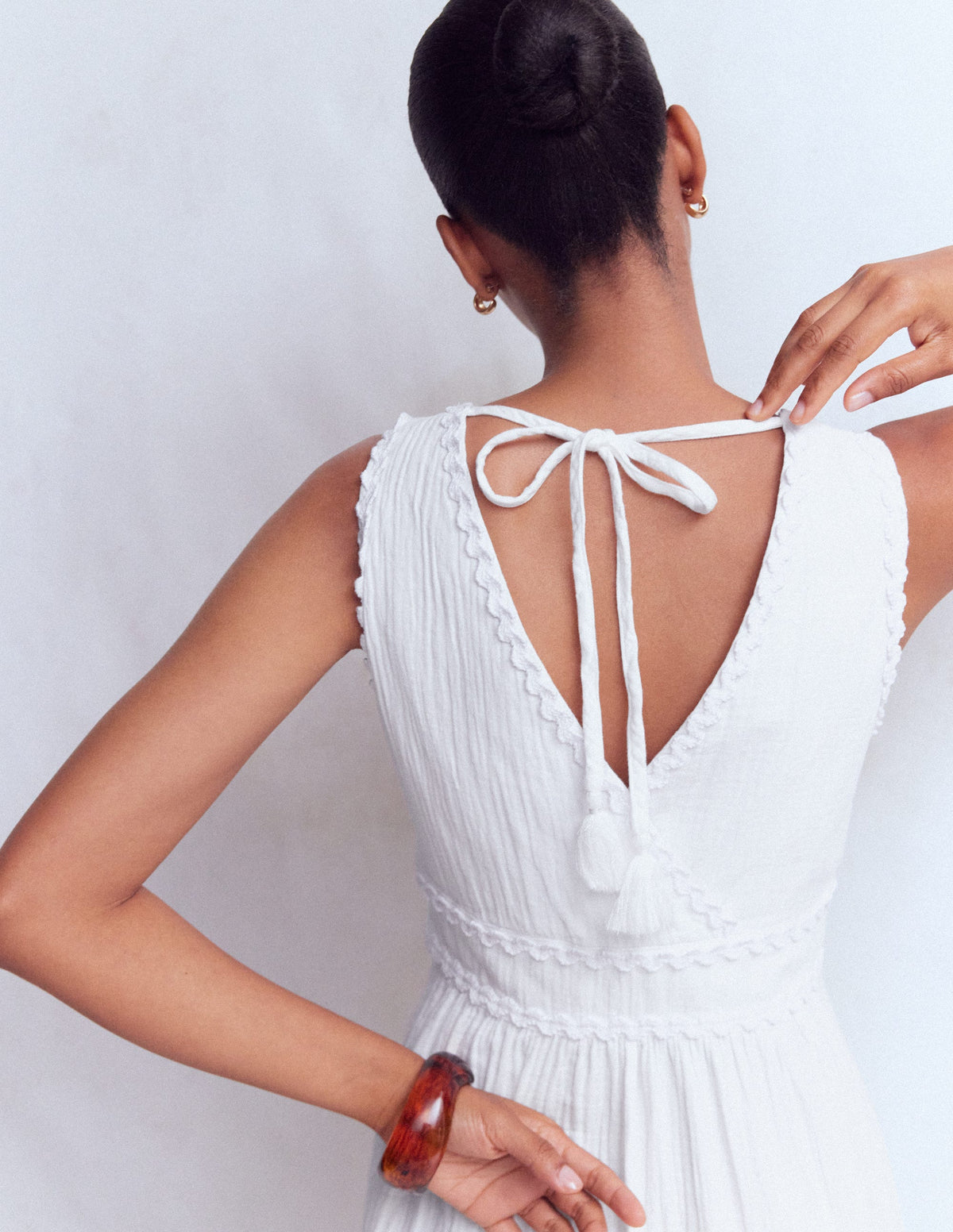 Robe Lorna double-étoffe à détails-Blanc-3