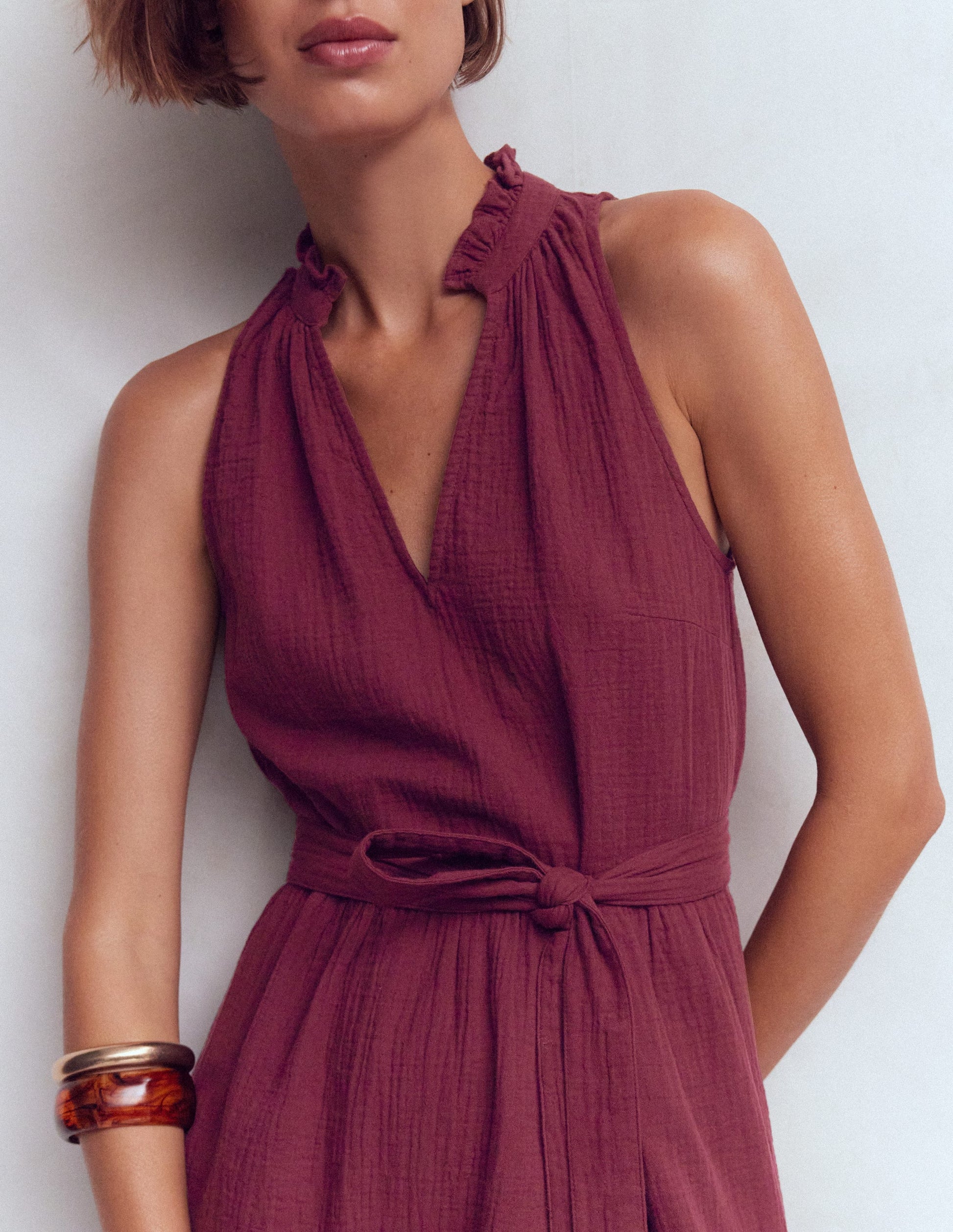 Viv Kurzes Doppeltuch-Kleid-Dunkelviolett-2