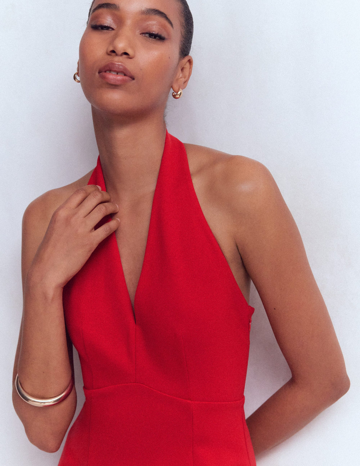 Empire-Maxikleid mit Neckholder-ROT-2