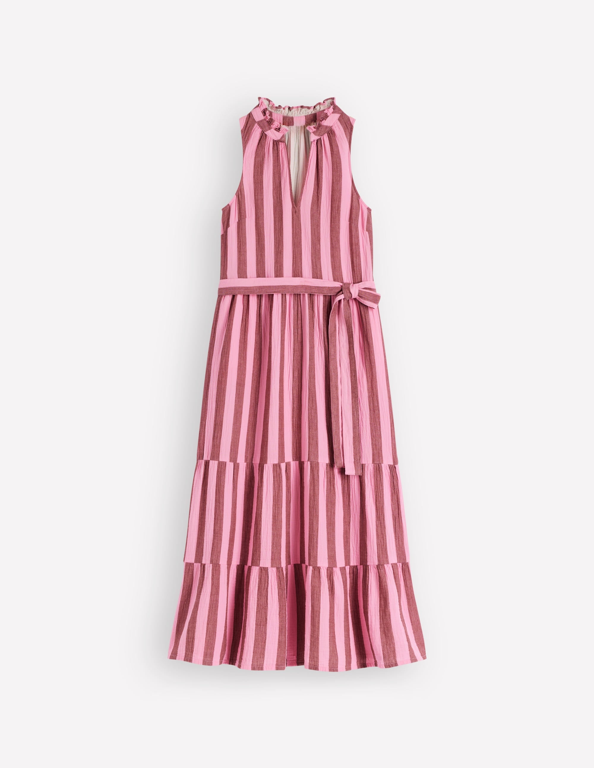 Robe longue Viv double-étoffe-Rayé marron rose - Image 9