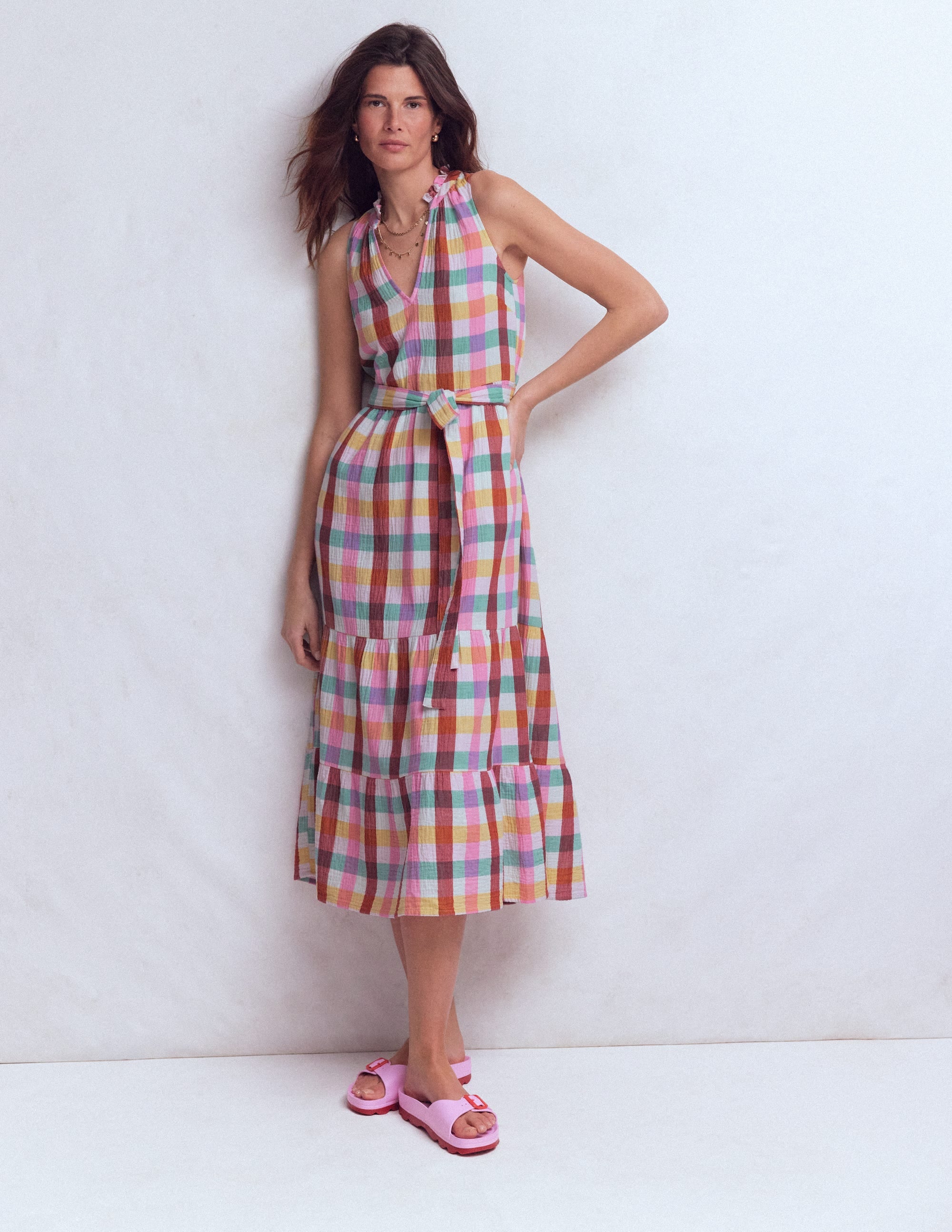 Robe longue Viv double-étoffe-Carreaux multi - Image 4