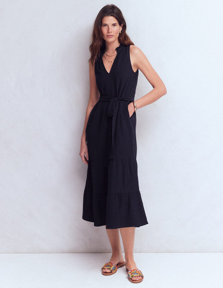 Viv Doppeltuch-Maxikleid-Marineblau