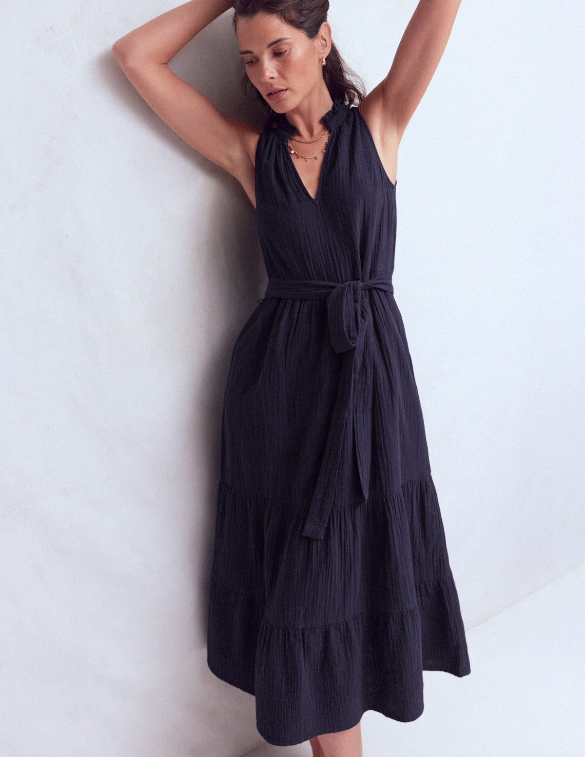 Viv Doppeltuch-Maxikleid-Marineblau-5
