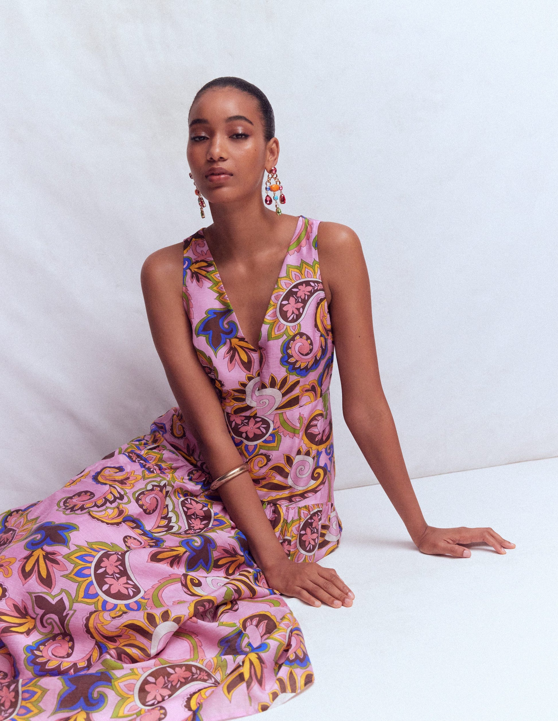 Robe sans manches à taille basse-Multi, motif Paisley Frenzy-2