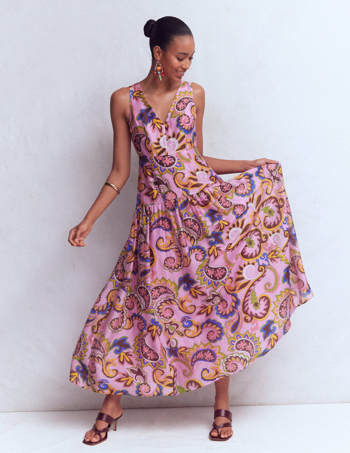 Robe sans manches à taille basse-Multi, motif Paisley Frenzy-5