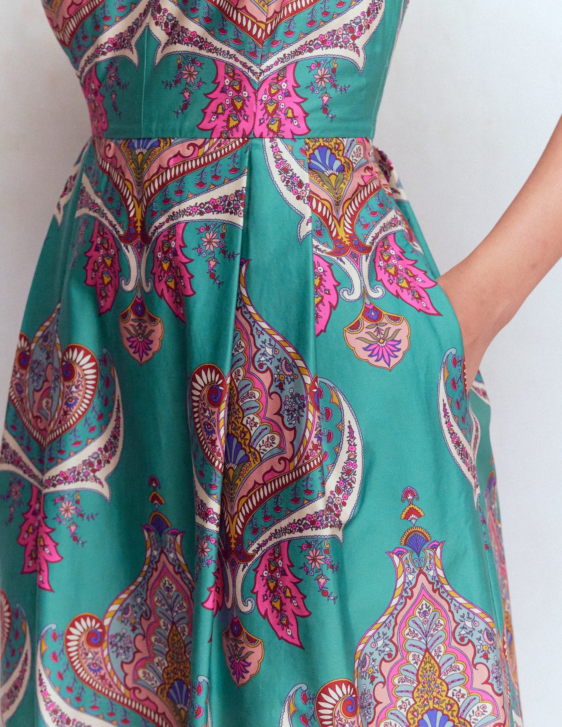 Popeline-Kleid im Empire-Stil für besondere Anlässe-Aurorablau, Ornamente-2