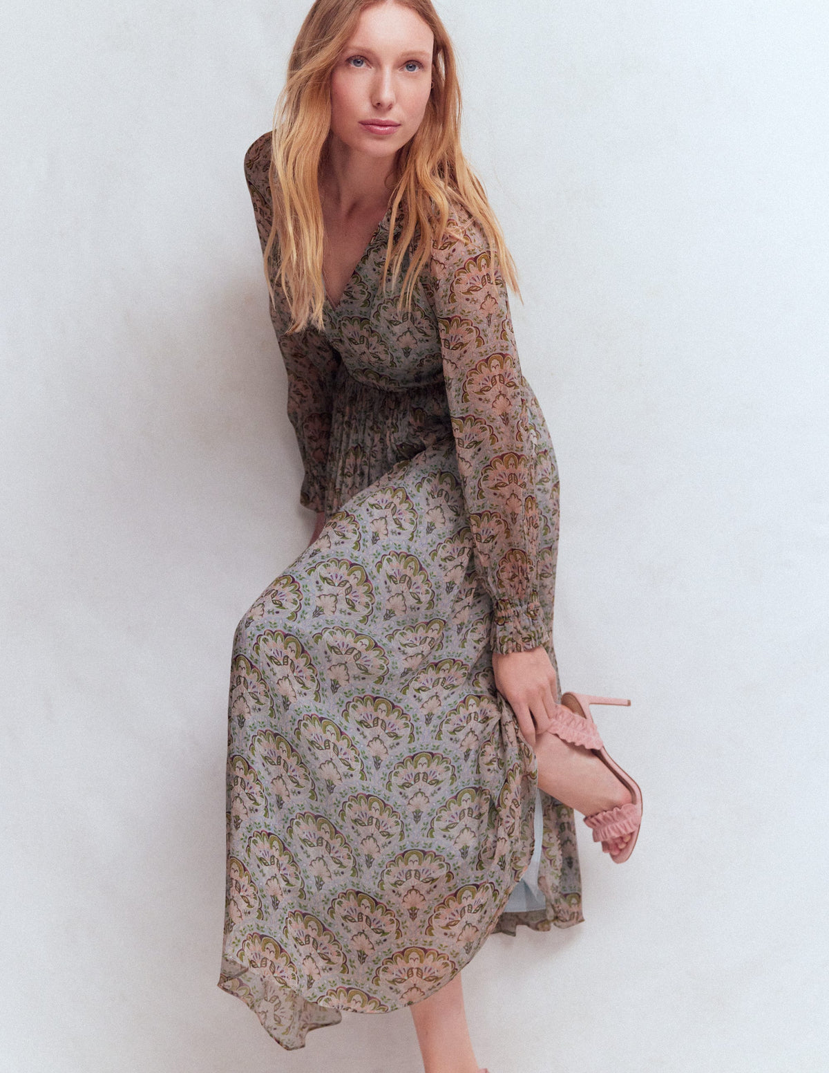 Romantisches Kleid mit Rüschenausschnitt-Bunt Paradiesgärten-5