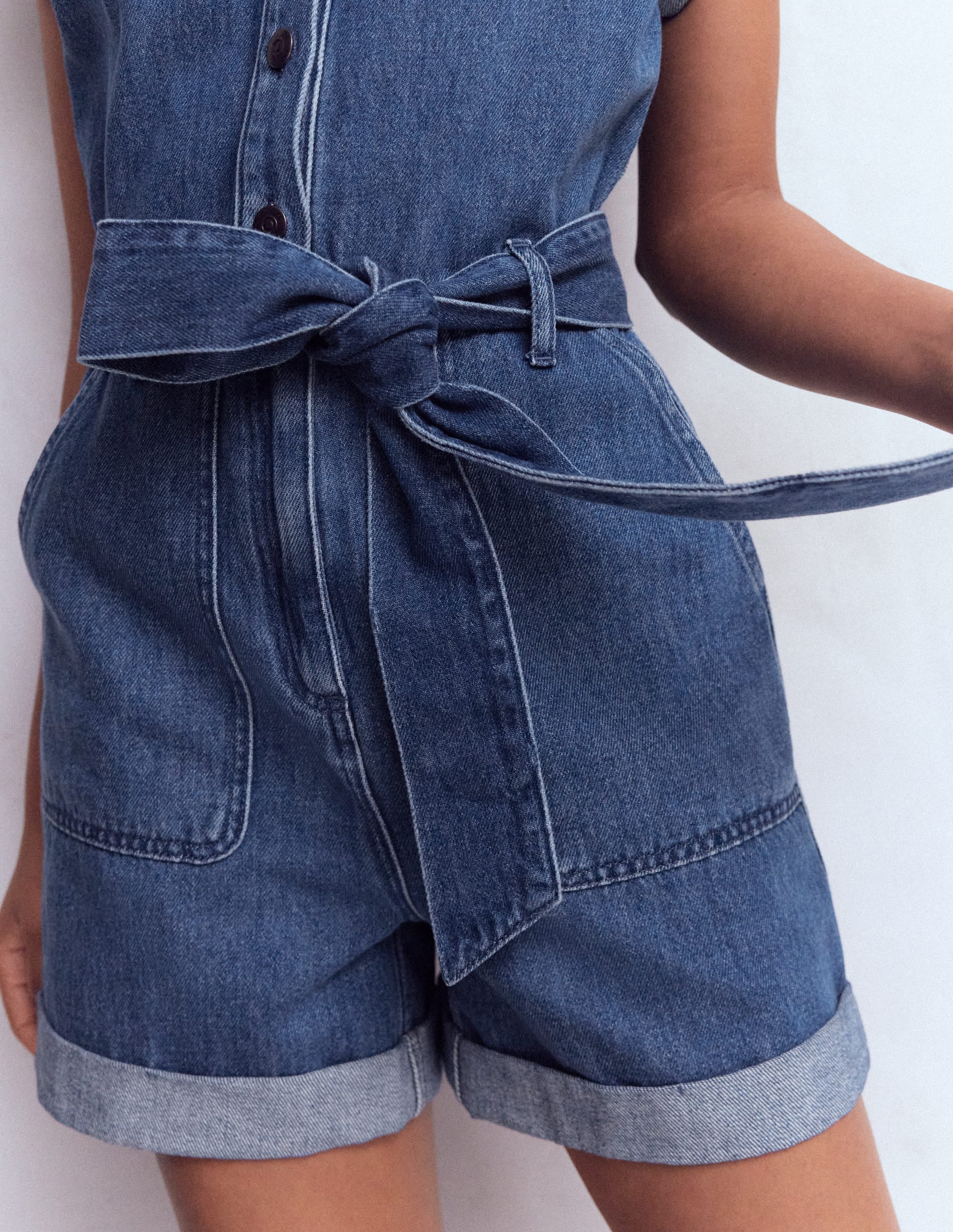 Combishort Kay en jean-Délavage Vintage Léger - Image 2