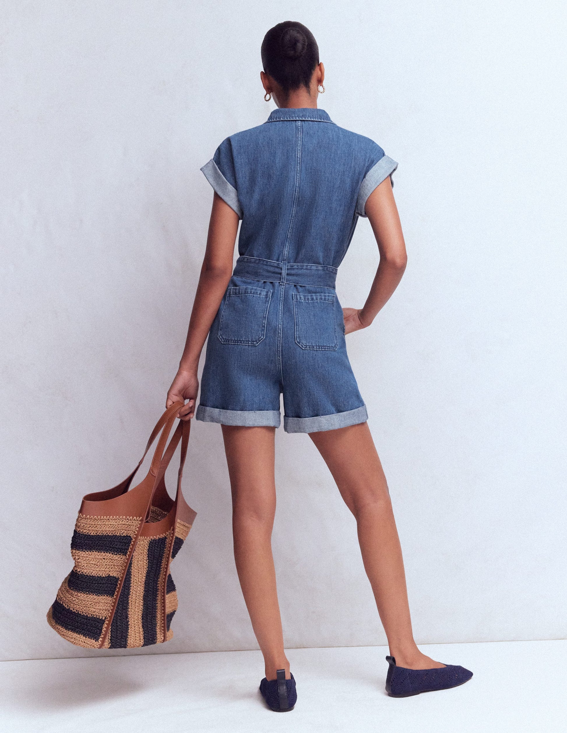Combishort Kay en jean-Délavage Vintage Léger-3