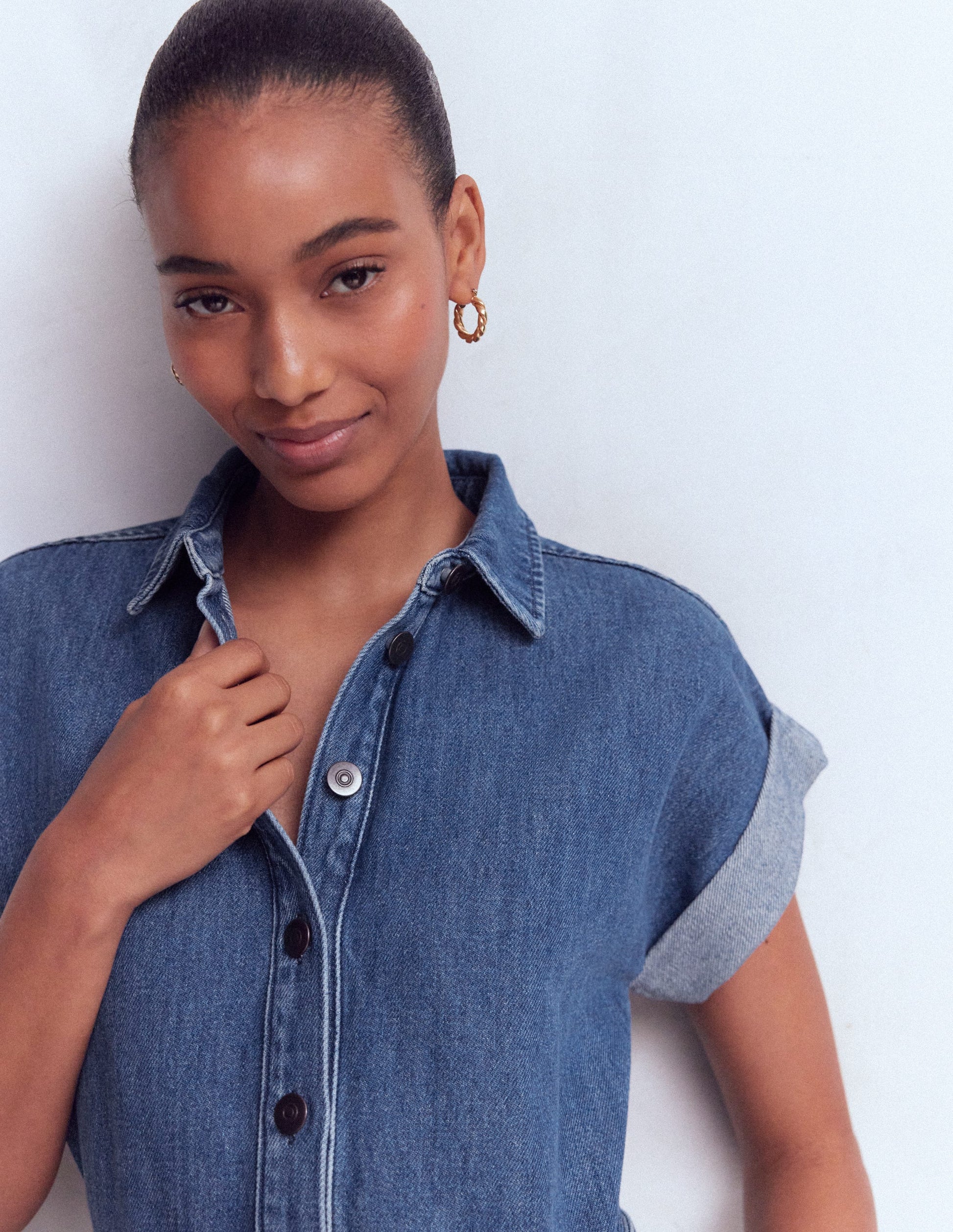 Combishort Kay en jean-Délavage Vintage Léger-4