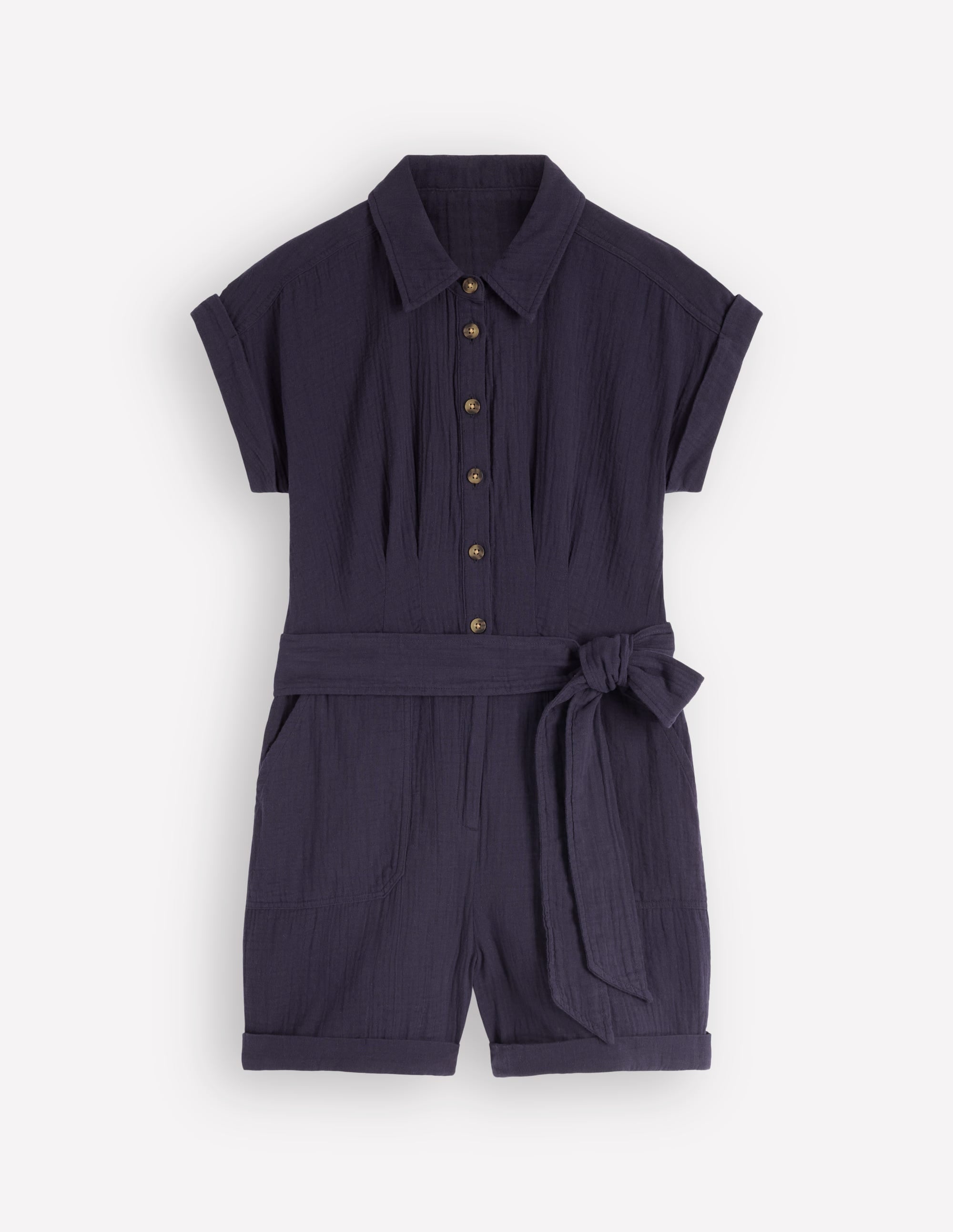 Kay Double Cloth Playsuit-Navy - Image 6