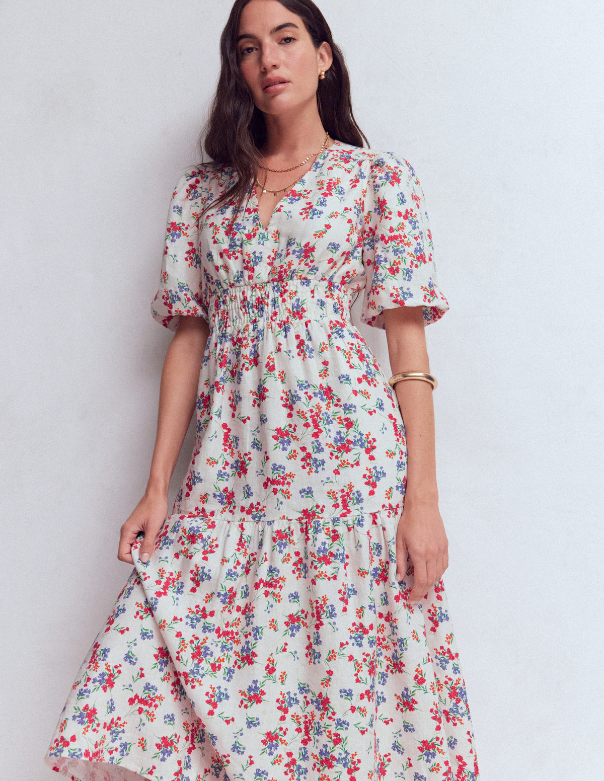 Irene Midikleid aus Leinen-Naturweiß, Blütenpracht - Image 6