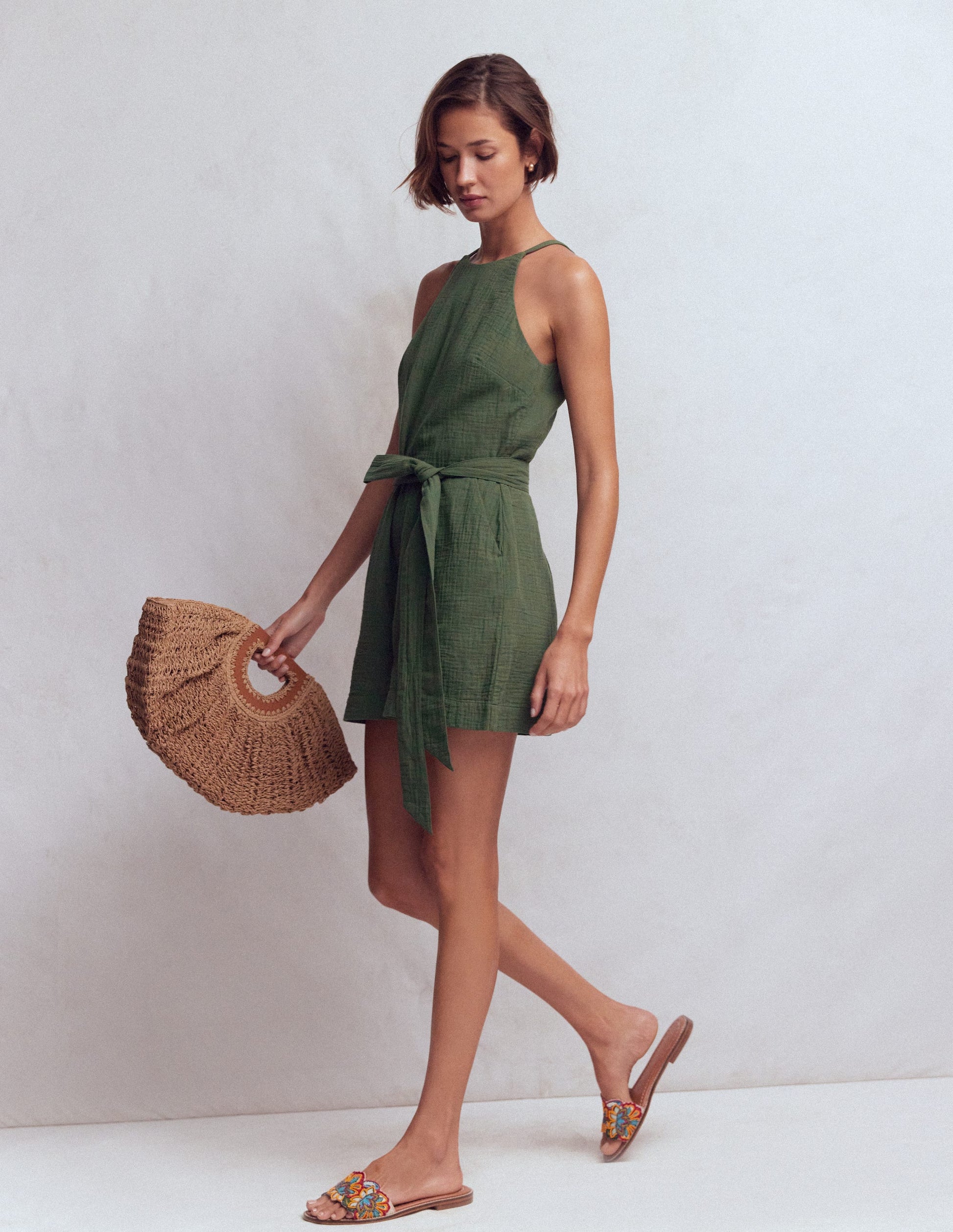 Combishort Rosa double-étoffe-Vert chasseur-1