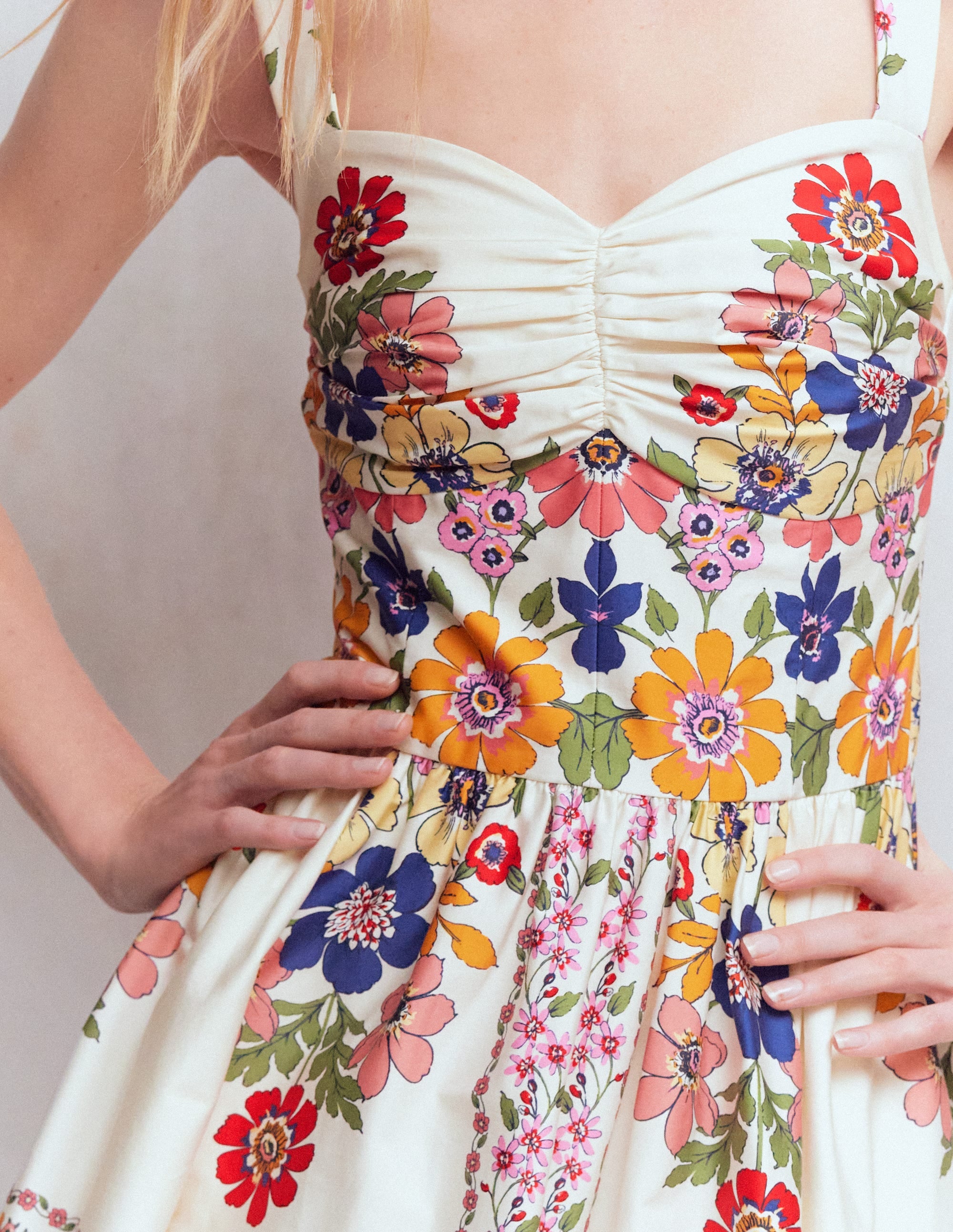 Robe midi ajustée-évasée-Motif Meadow Flowers Lattice multi - Image 2