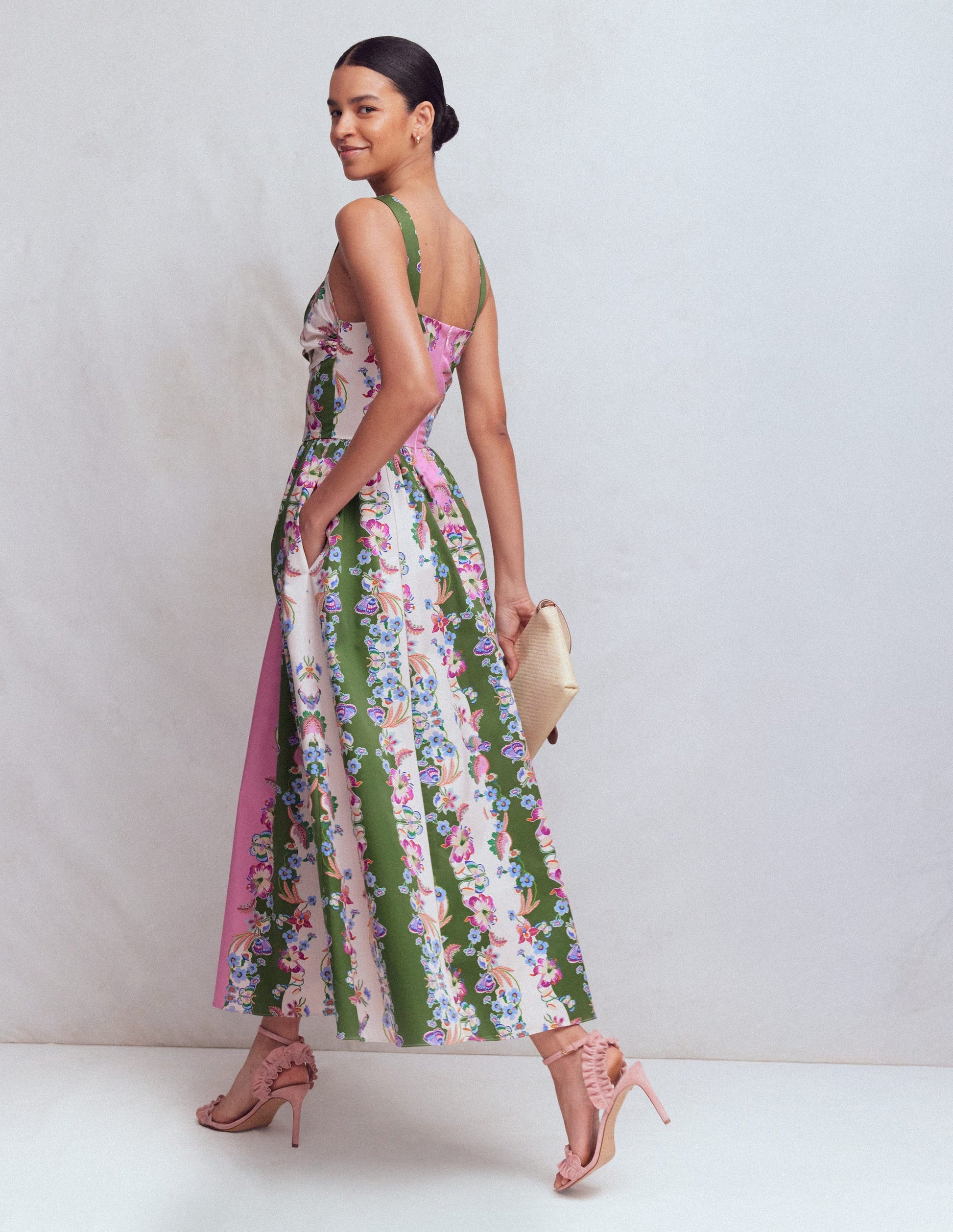 Robe midi ajustée-évasée-Rayé motif Orchid Canopy-3