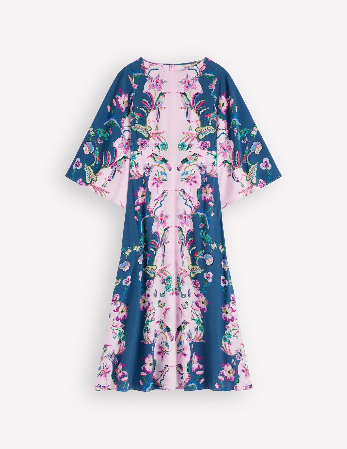Kleid mit Engelsärmeln und U-Boot-Ausschnitt-Turmalinblau, Orchideenhimmel - Image 6