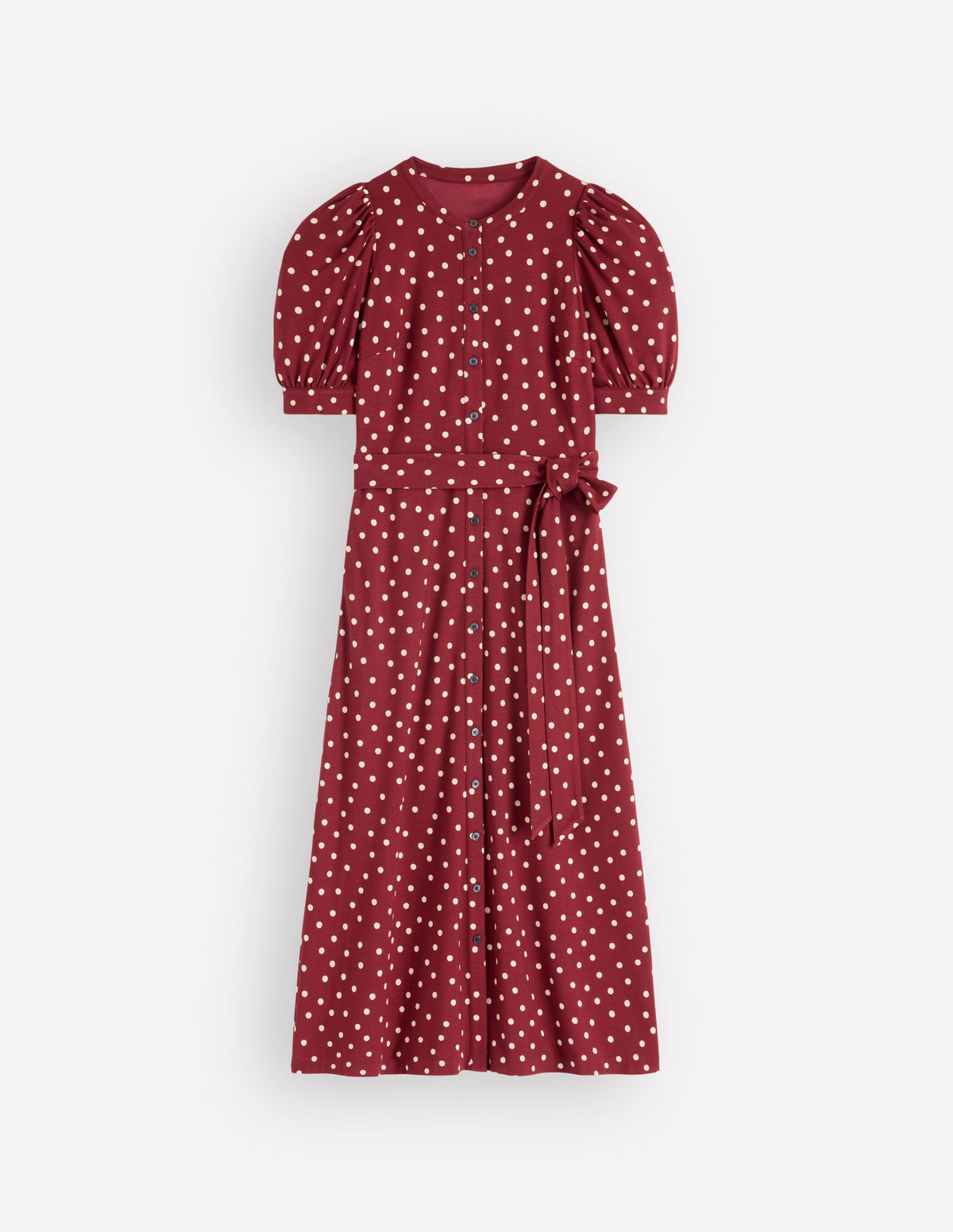 Ponte-Hemdblusenkleid mit Puffärmeln-Rote Birne, Gemalte Tupfen - Image 7