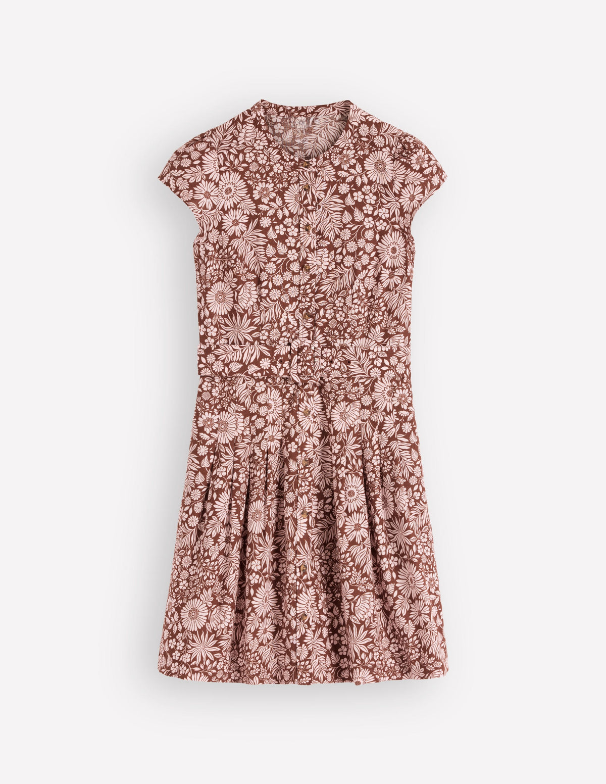 Arabella Kurzes Leinenkleid-Braun Blühendes Blumenbeet-5