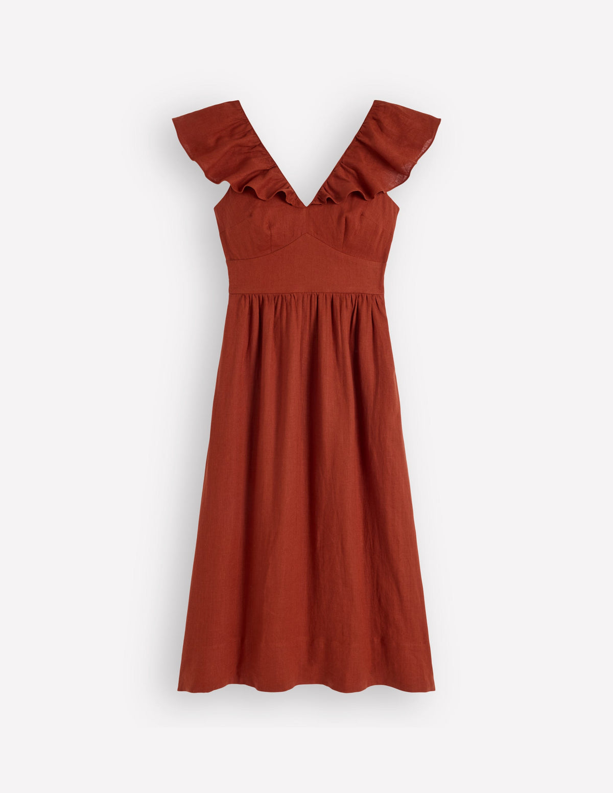 Leinenkleid mit Mega-Rüschen-Gebranntes Henna-7