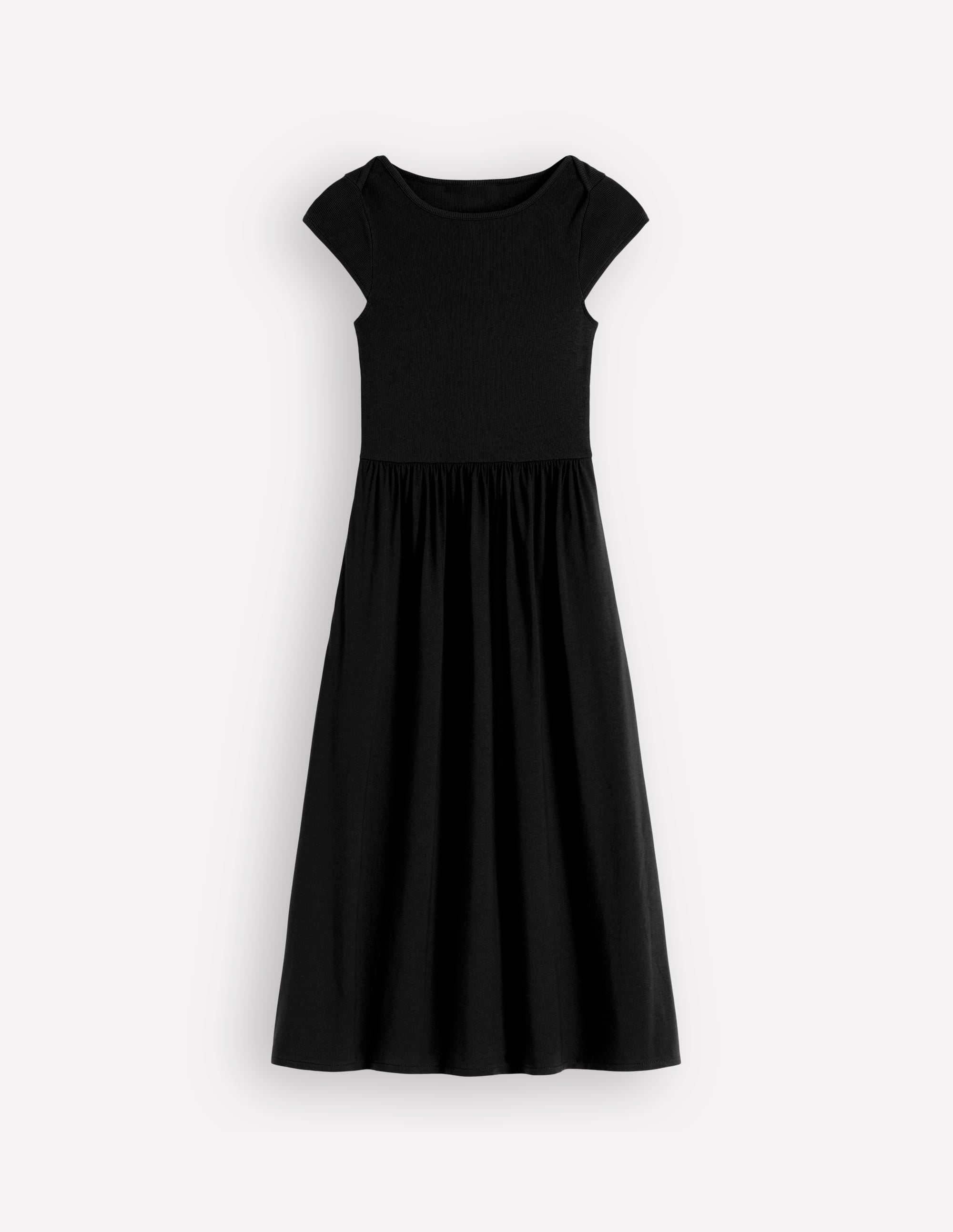 Kleid aus Materialmix mit U-Boot-Ausschnitt-Schwarz - Image 5
