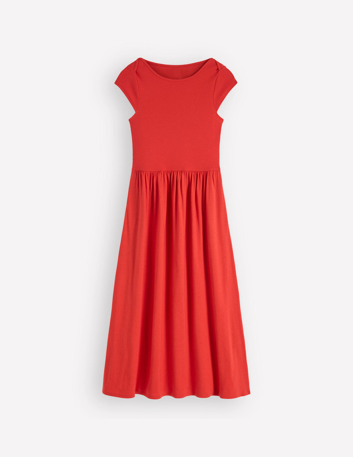 Kleid aus Materialmix mit U-Boot-Ausschnitt-Blutorange - Image 5
