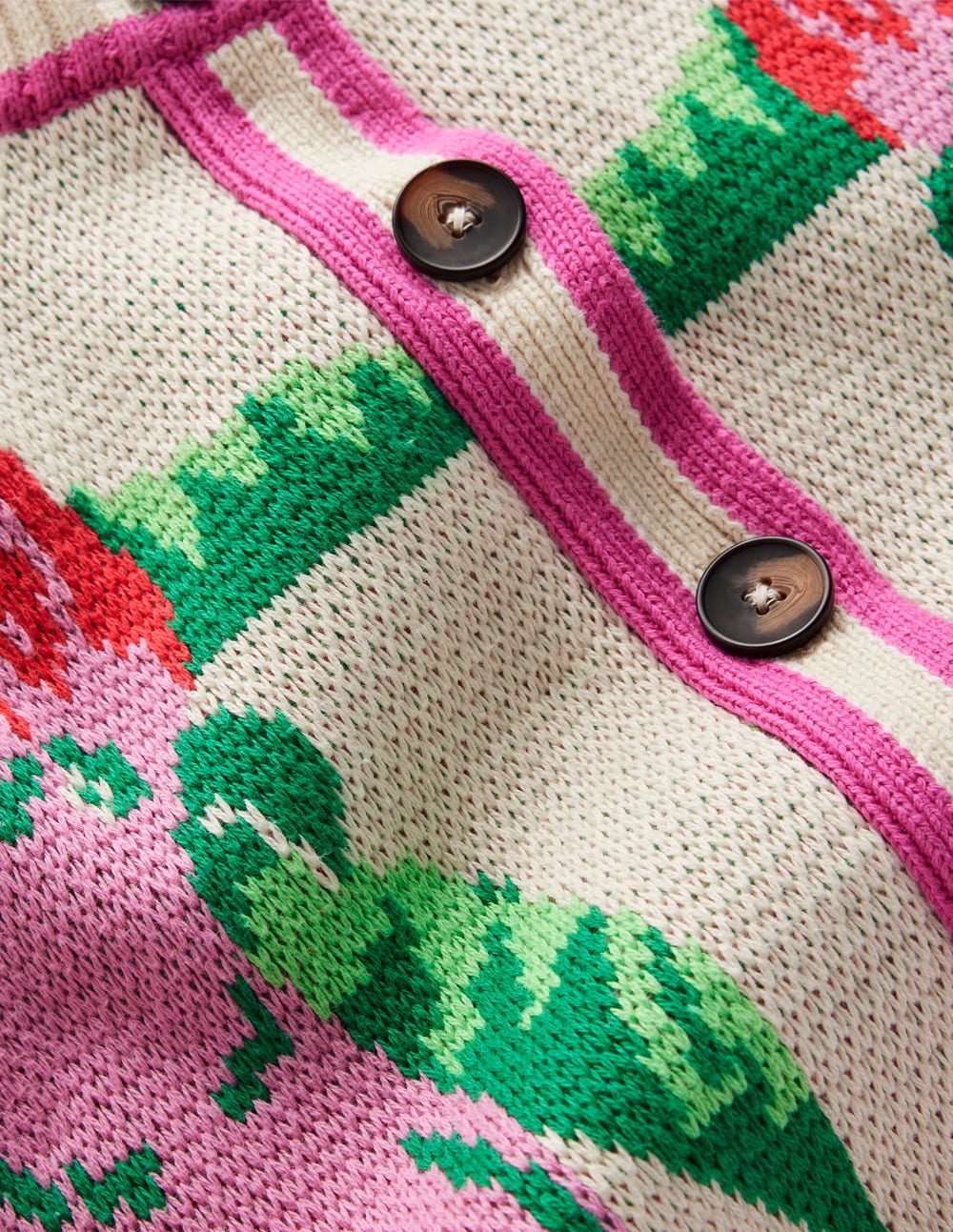 Abi Jacquard-Strickjacke-Warmes Naturweiß, Palmen Vögel - Image 10
