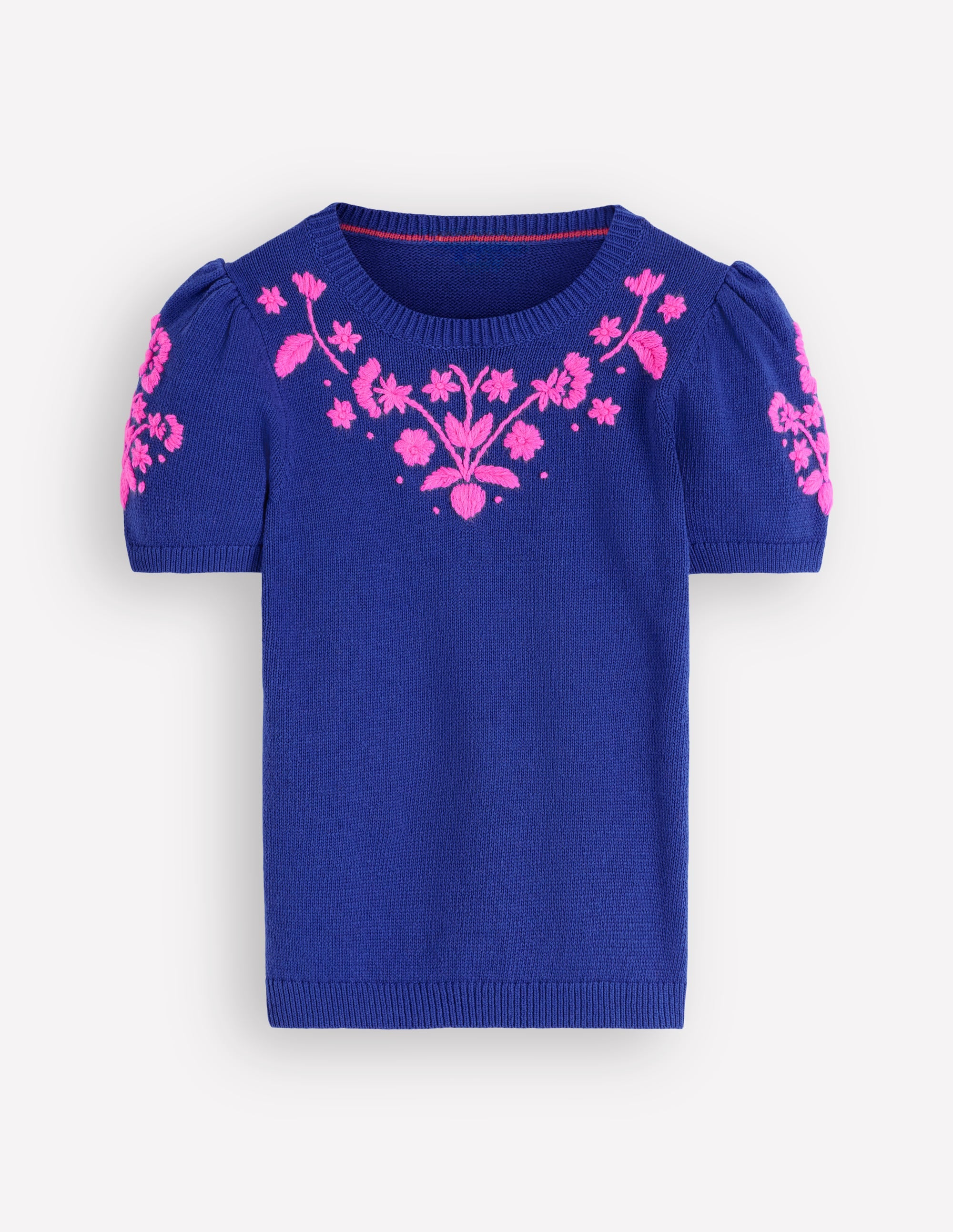 Monica Knitted T-Shirt-Blue Embroidery - Image 5