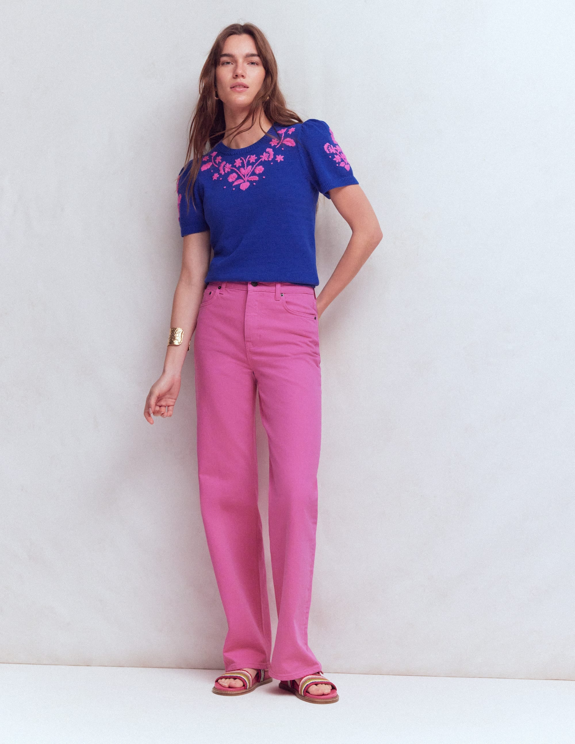 Monica Knitted T-Shirt-Blue Embroidery - Image 4