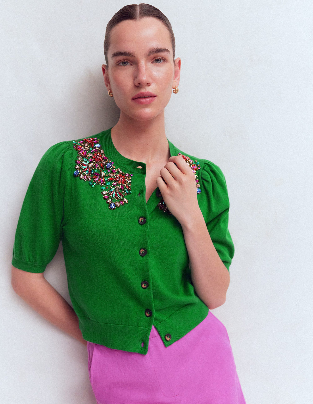 Cardigan Nadia ornementé-VERT-1