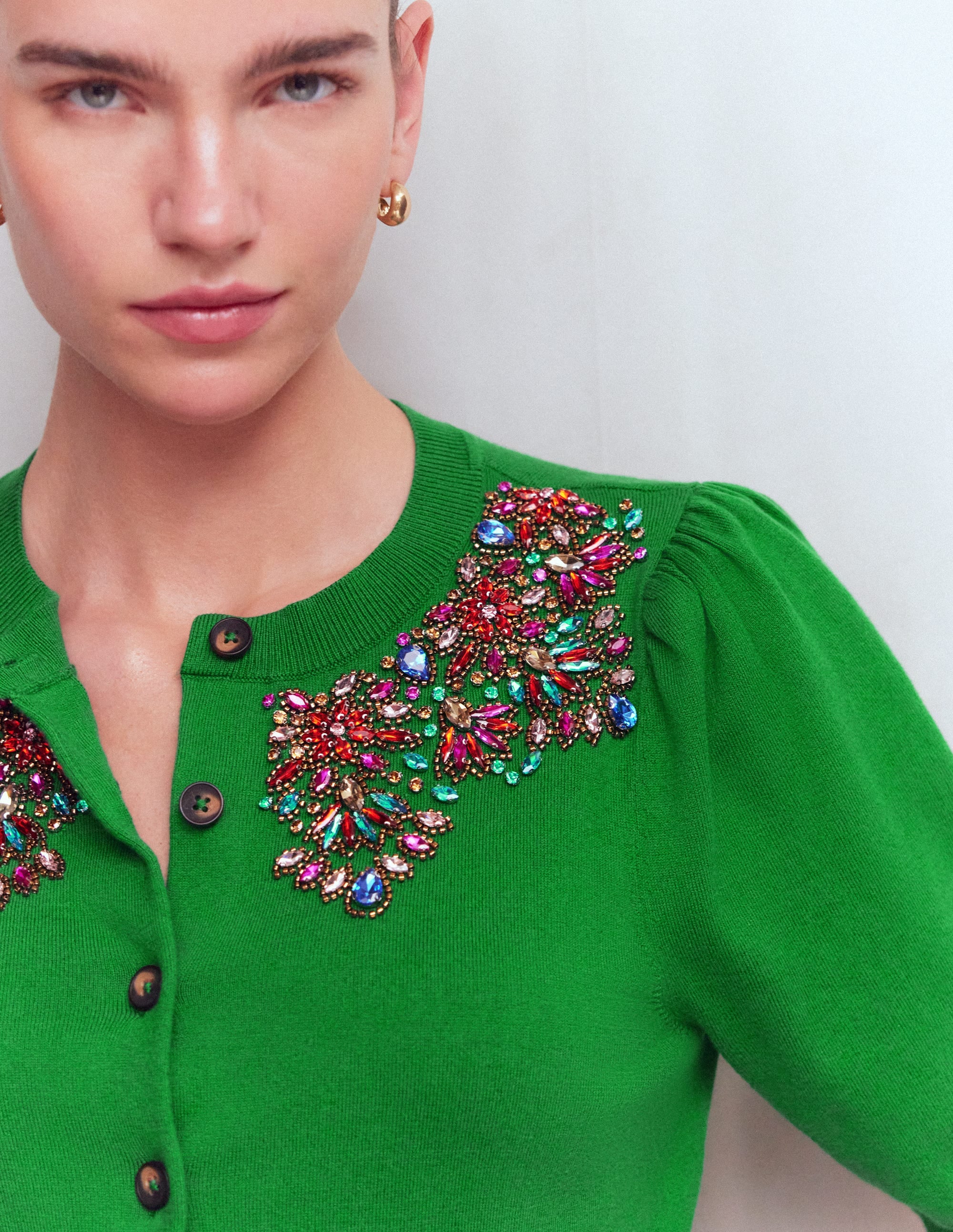 Cardigan Nadia ornementé-VERT - Image 2