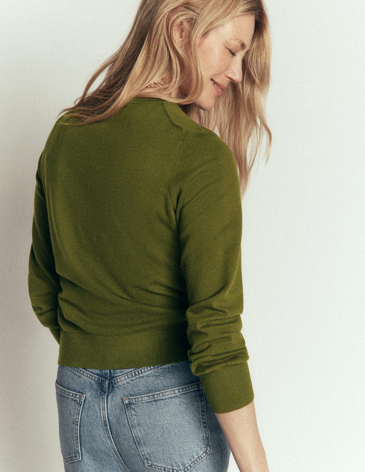 Camilla Baumwollpullover mit Rundhalsausschnitt-Waldgrün - Image 4