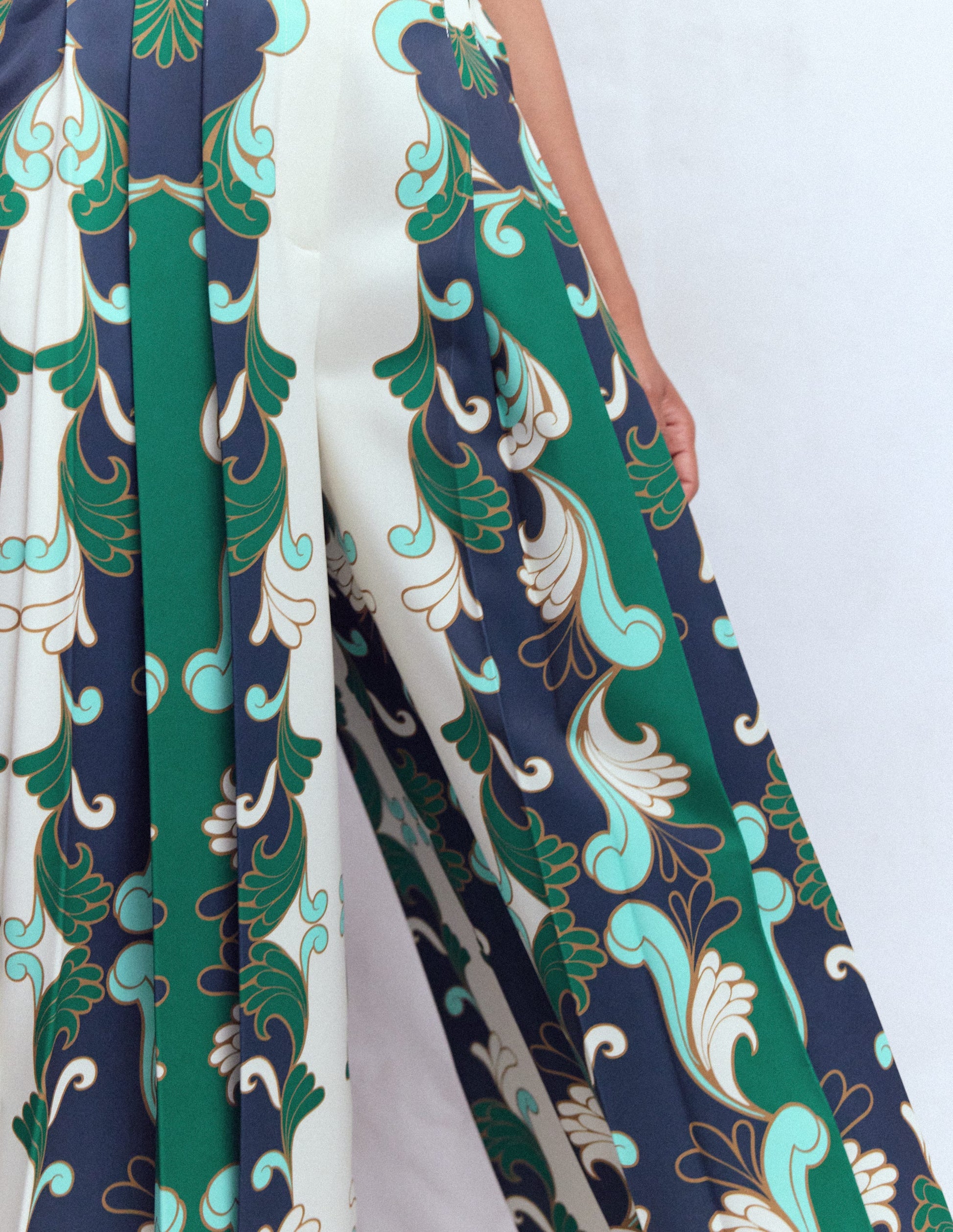 Regent Wide Leg Trousers-Ivory, Foliage Whirl-3