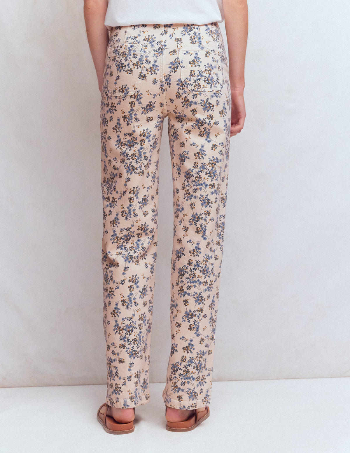 Jeans mit geradem Bein und Tasche-Naturweiß Blumenmuster - Image 3