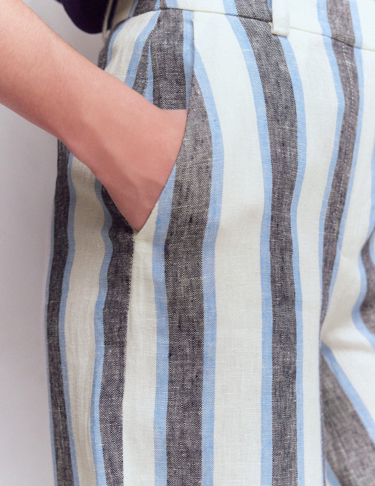 Pantalon Belgravia en lin-Rayé bleu et blanc-3