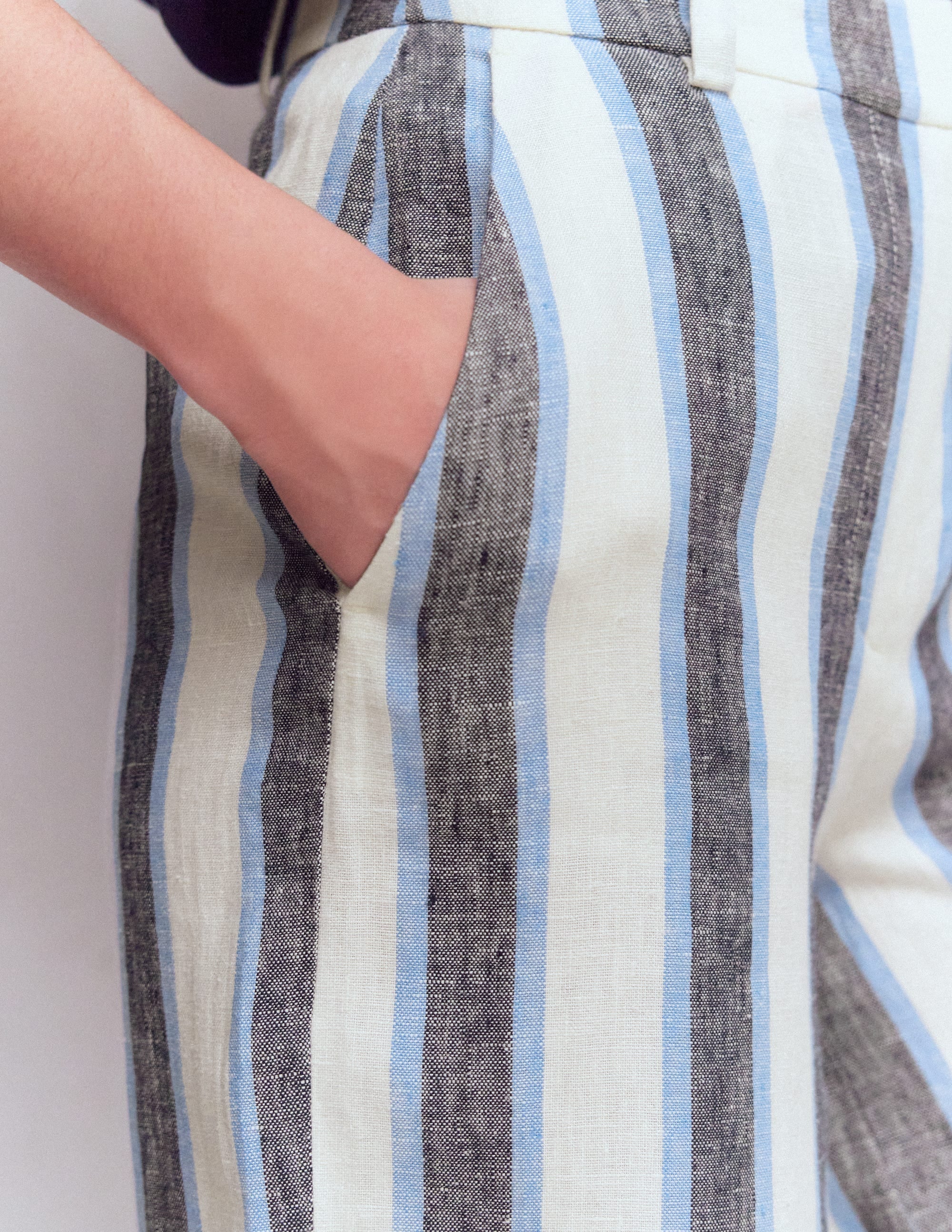 Pantalon Belgravia en lin-Rayé bleu et blanc - Image 3