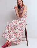 Jupe Valentina en lin-Ivoire, motif Bloom Scatter