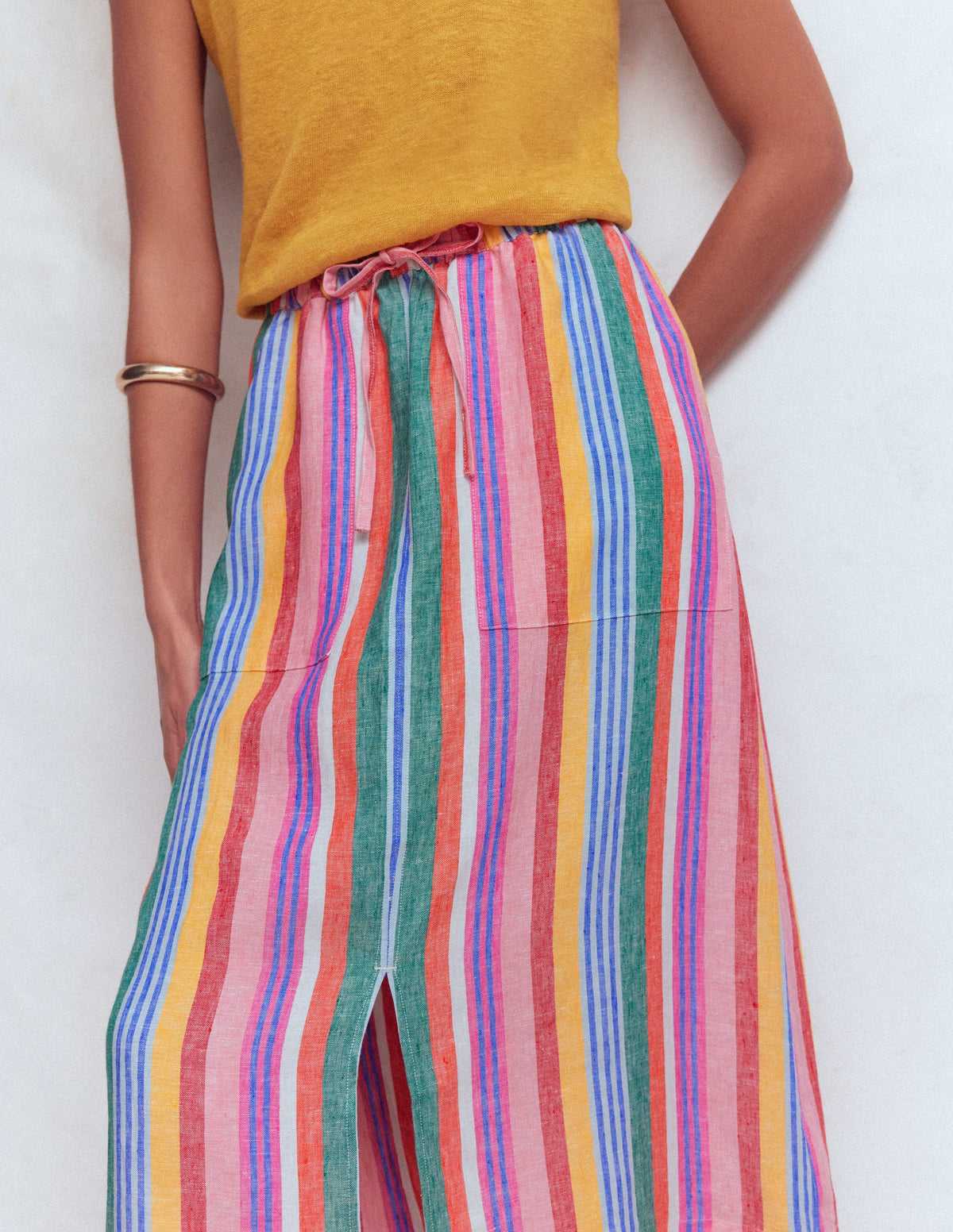 Layla Linen Skirt-Hot Varigated Multistripe-2