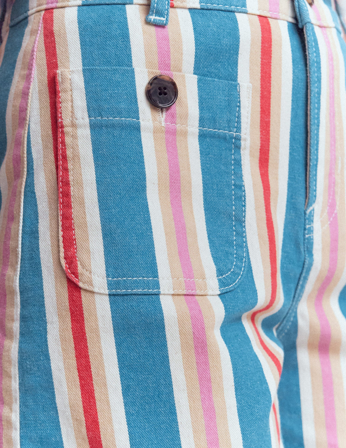 Primrose Jeansshorts-Blau, Rosa, Rot Bunt Streifen - Image 6