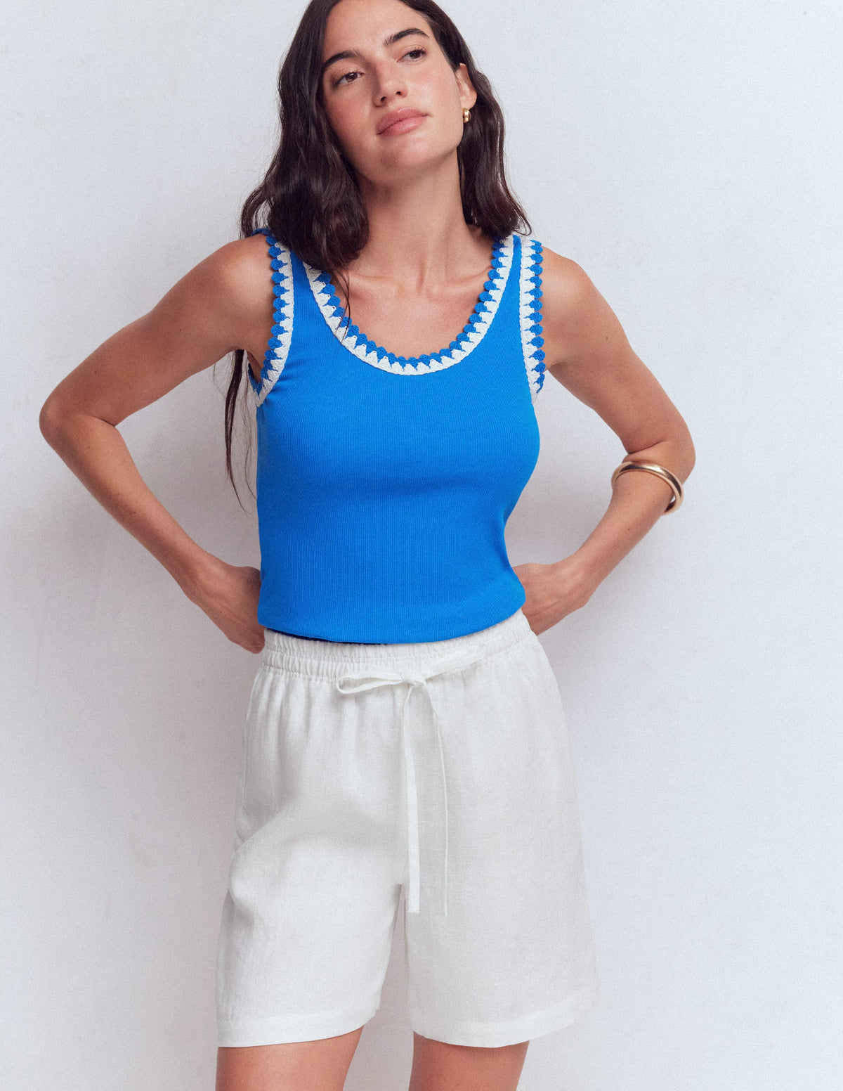 Short Islington en lin-Blanc - Image 1