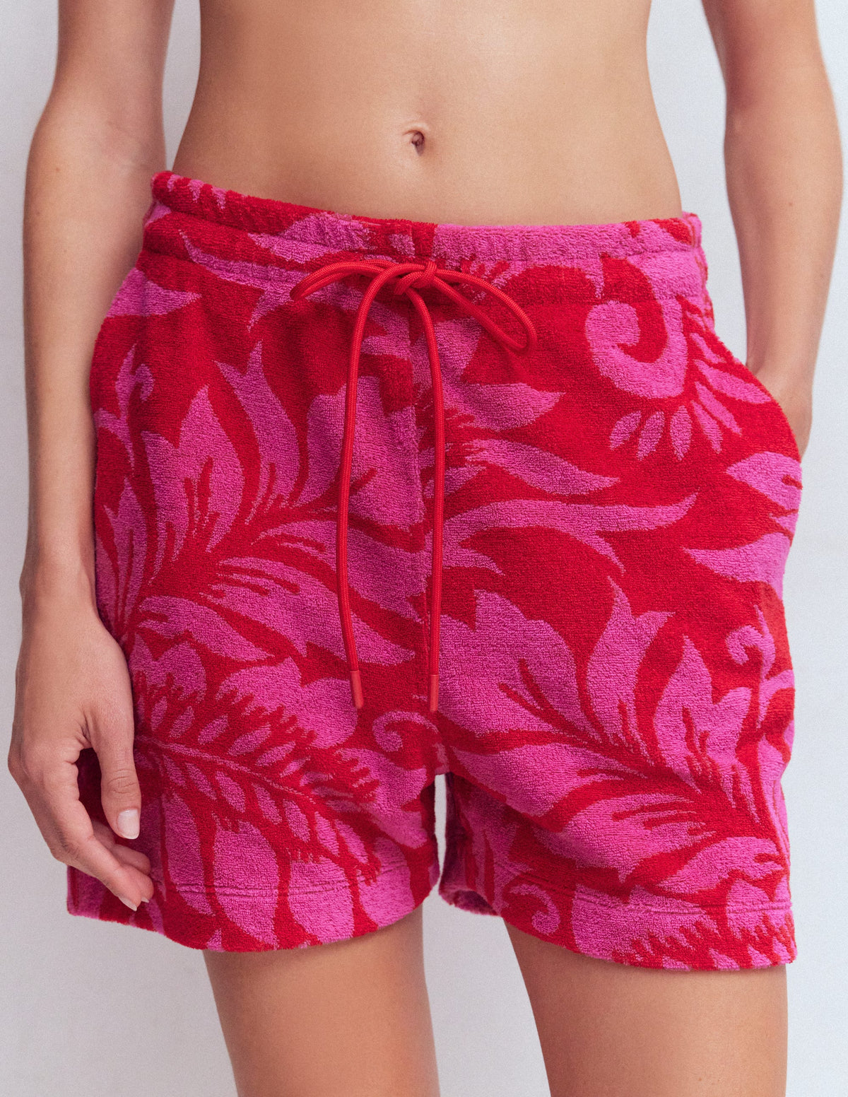 Islington Towelling Shorts-Salsa, Floral - Image 4