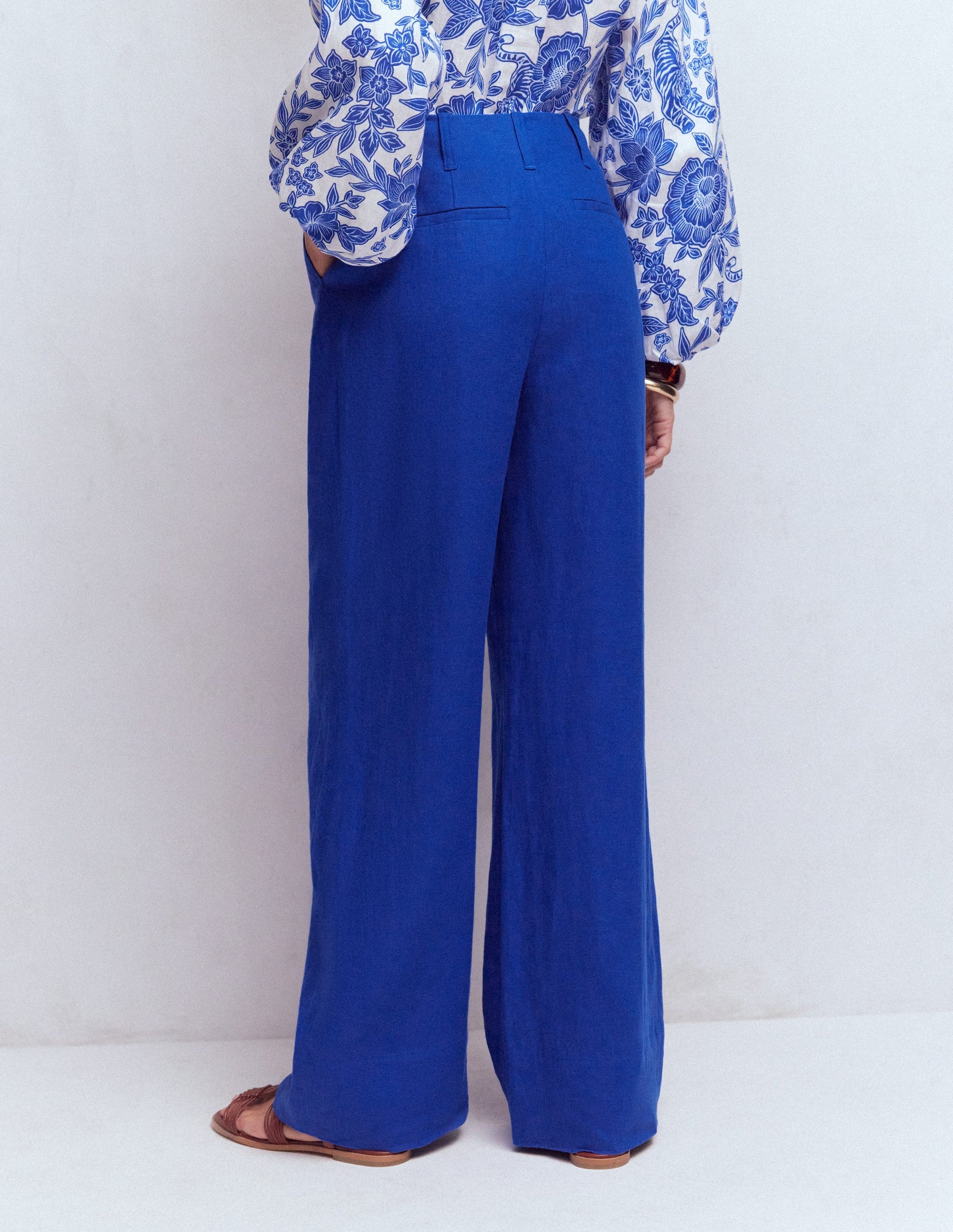 Mayfair Leinenhose-Leuchtendes Blau-3